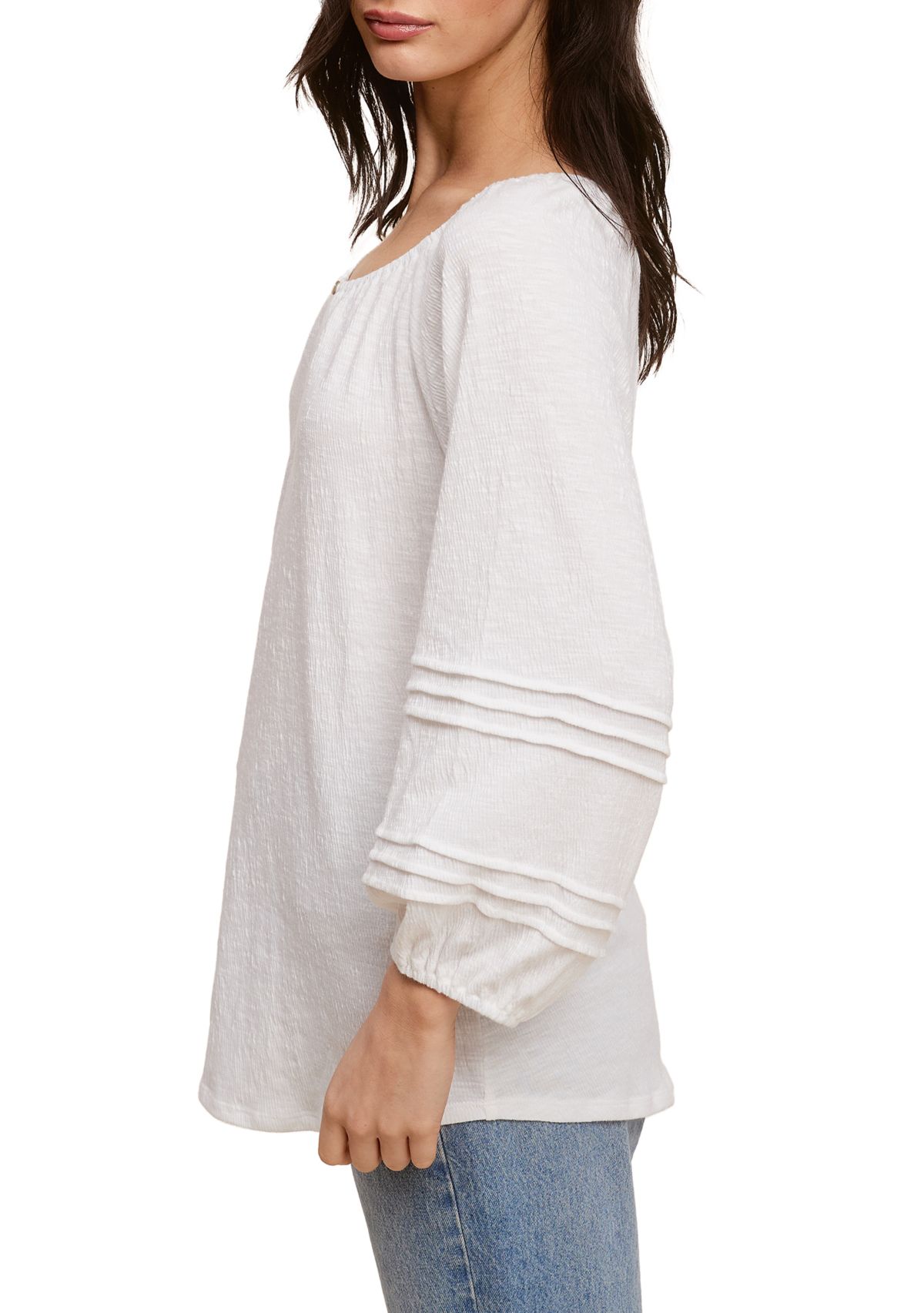 Petite Knit Peasant Top