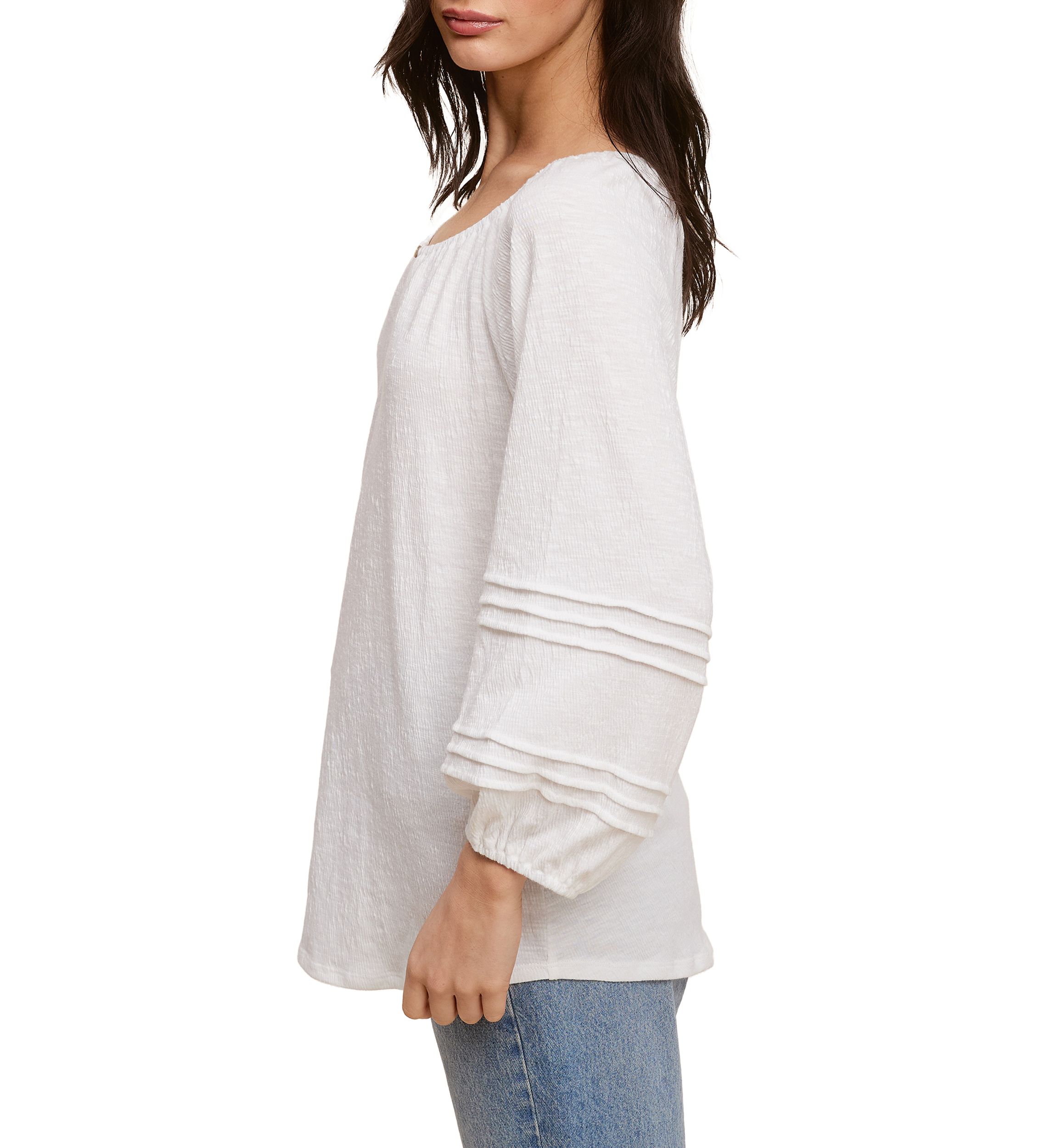 Petite Knit Peasant Top