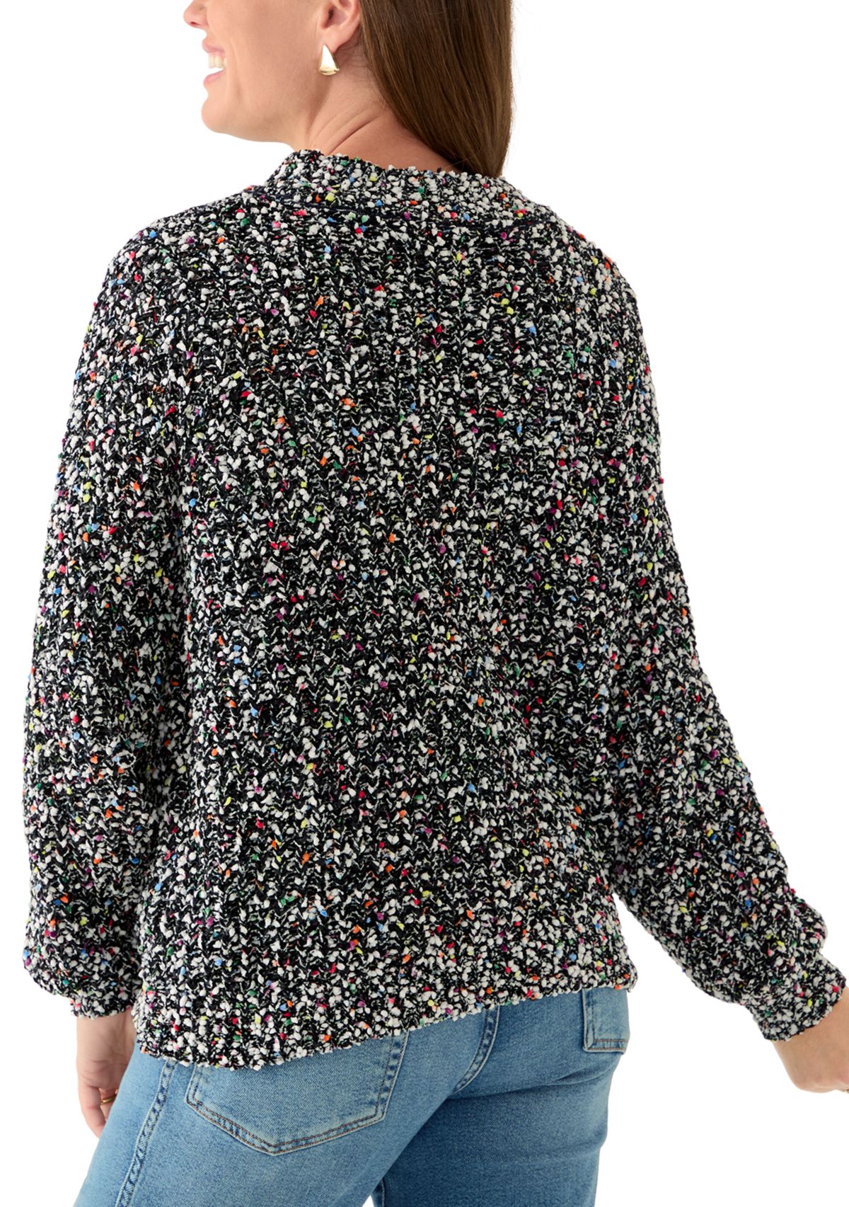 Petite Fever Confetti Chenille Crew Neck Pullover