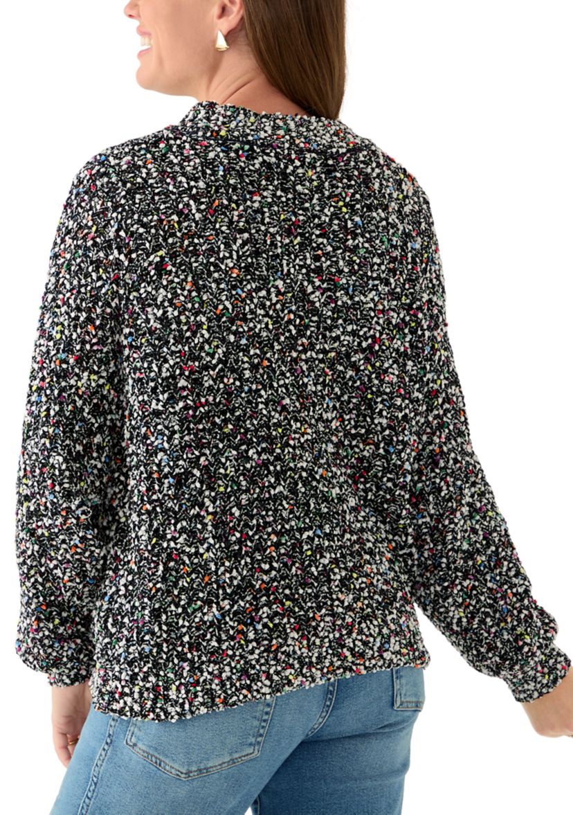 Petite Fever Confetti Chenille Crew Neck Pullover