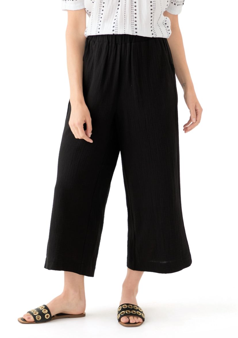 Petite Pull On Cotton Gauze Trousers 