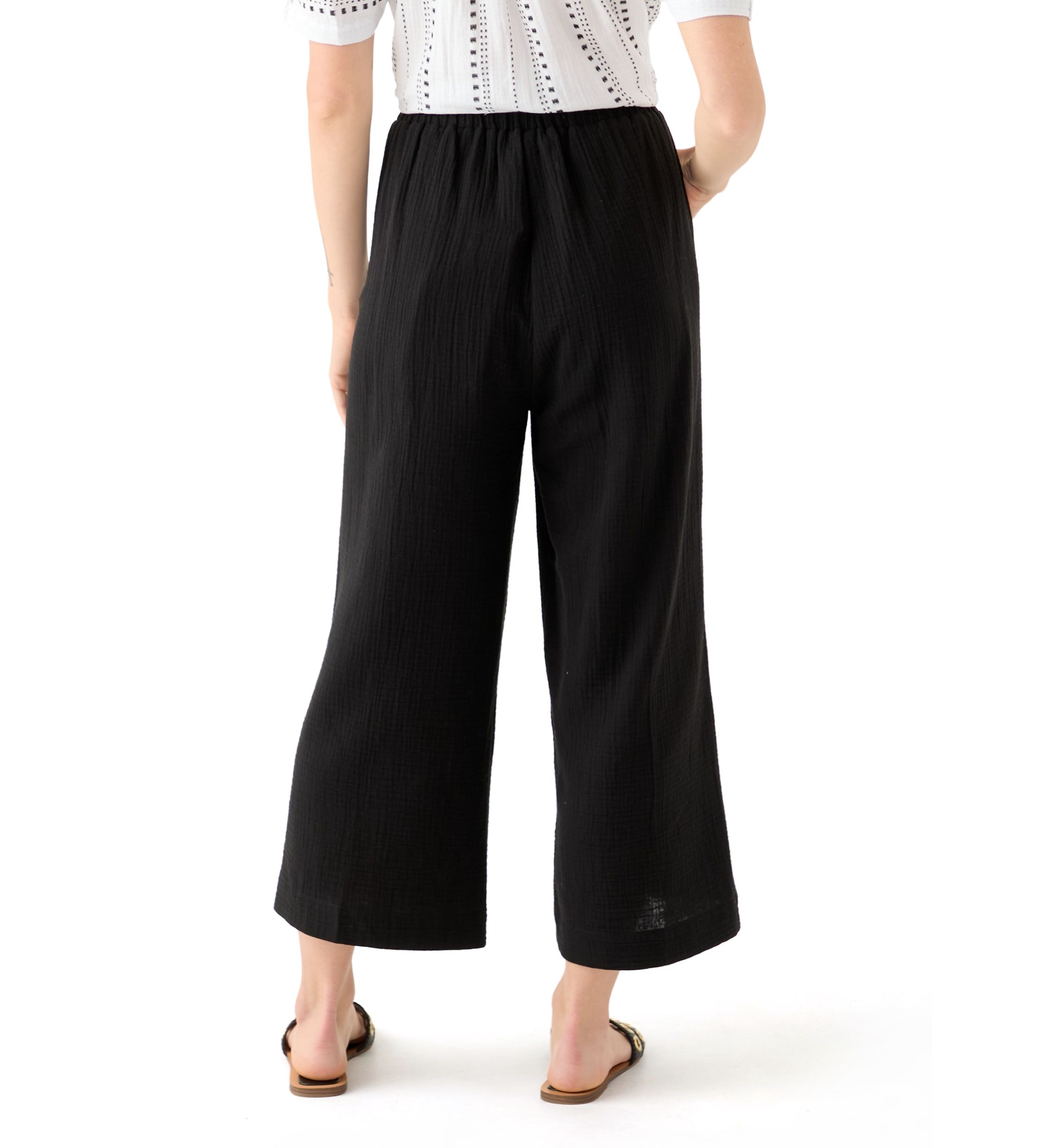 Petite Pull On Cotton Gauze Trousers 