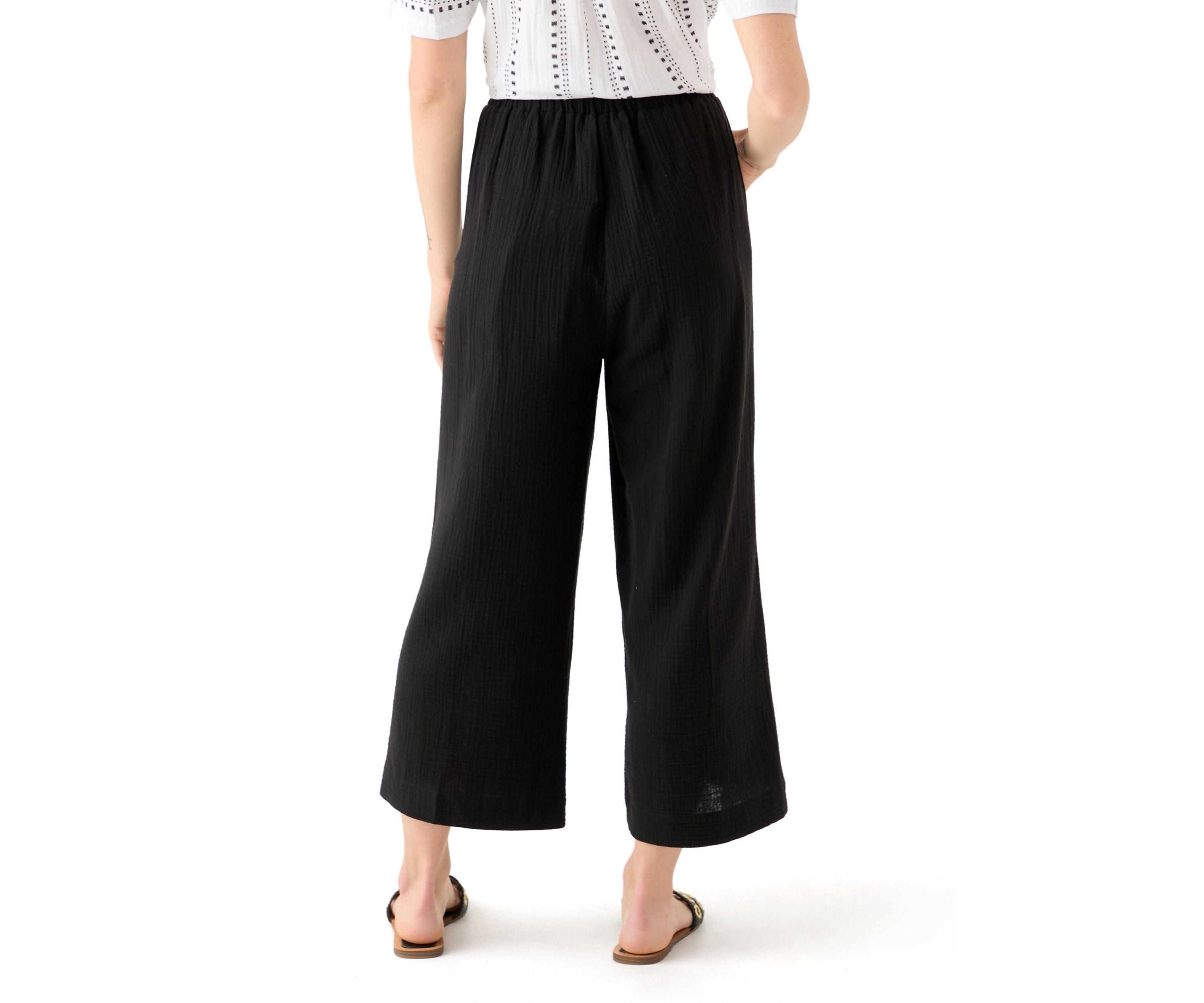 Petite Pull On Cotton Gauze Trousers 