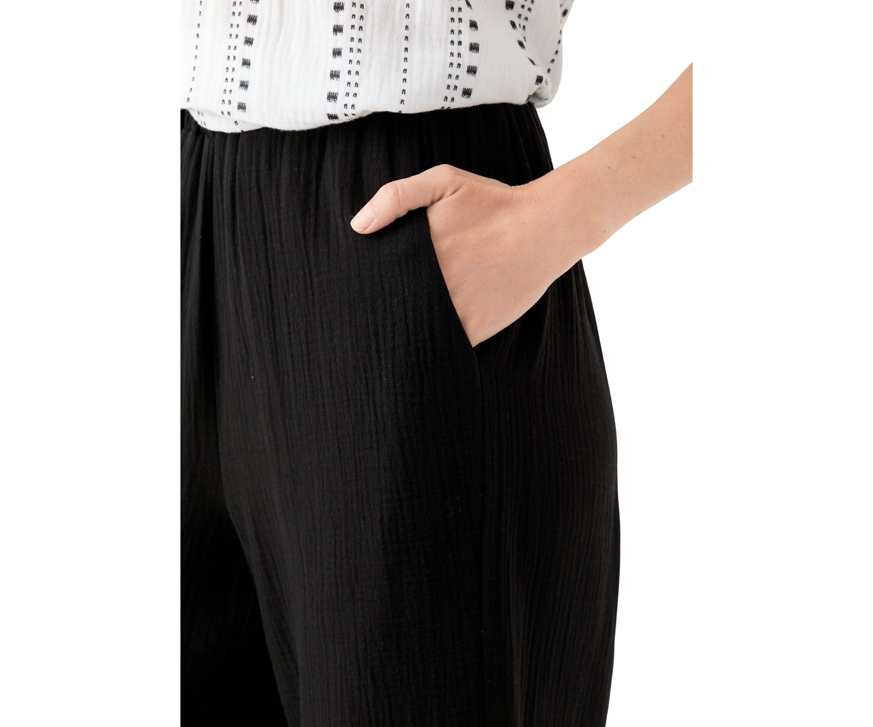 Petite Pull On Cotton Gauze Trousers 
