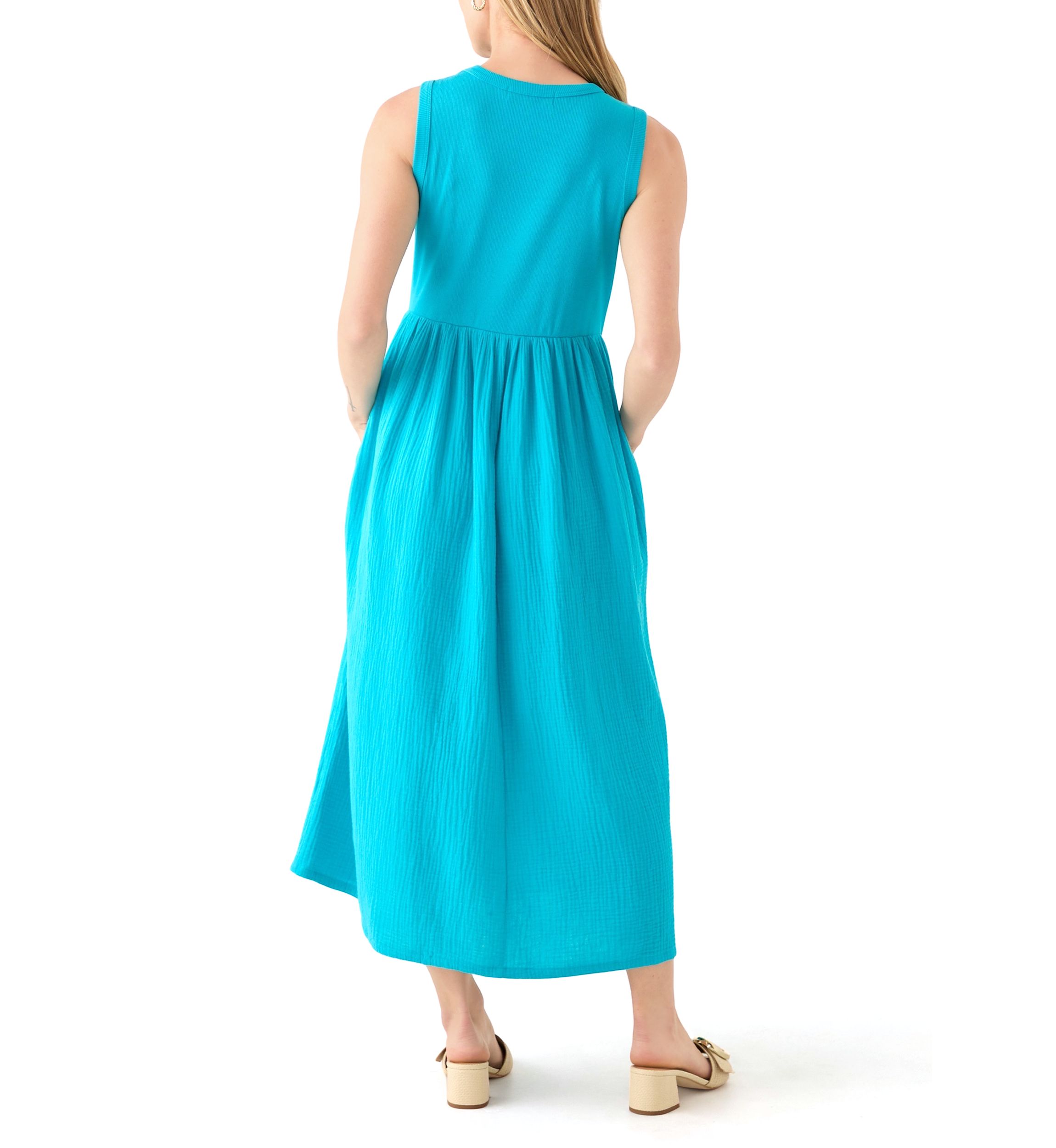 Petite Sleeveless Solid Midi Dress