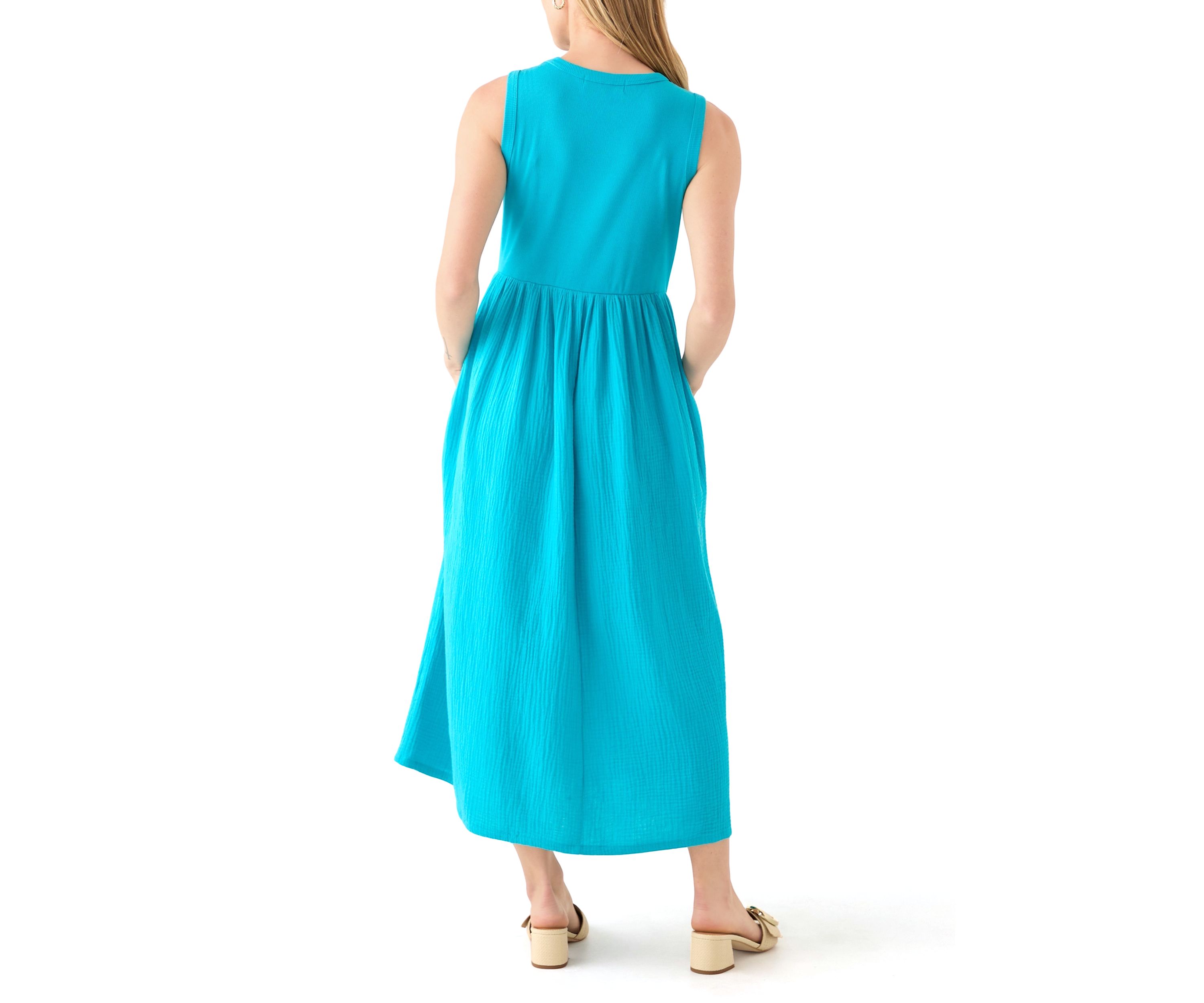 Petite Sleeveless Solid Midi Dress
