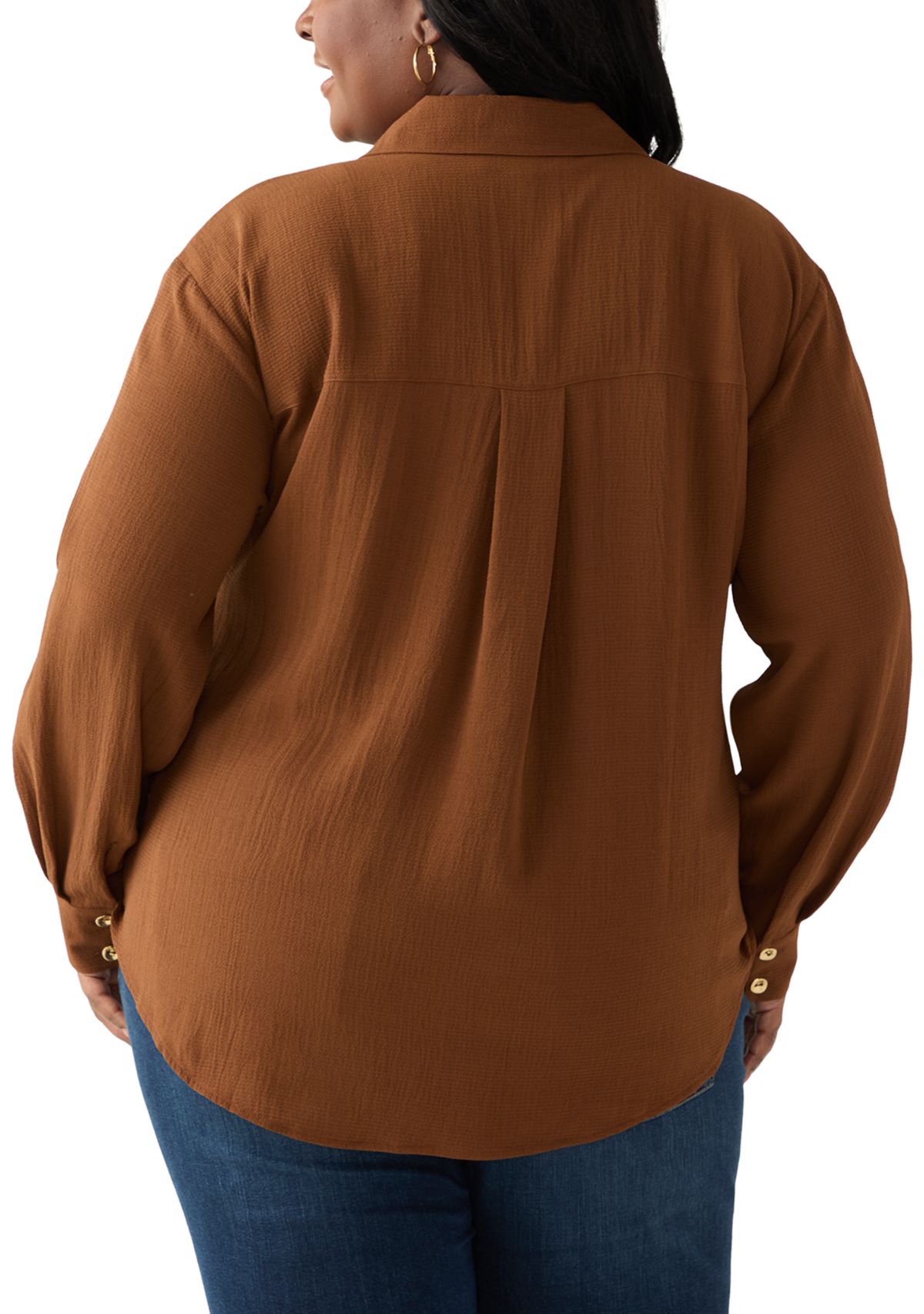 Plus Size Twist Front Woven Blouse
