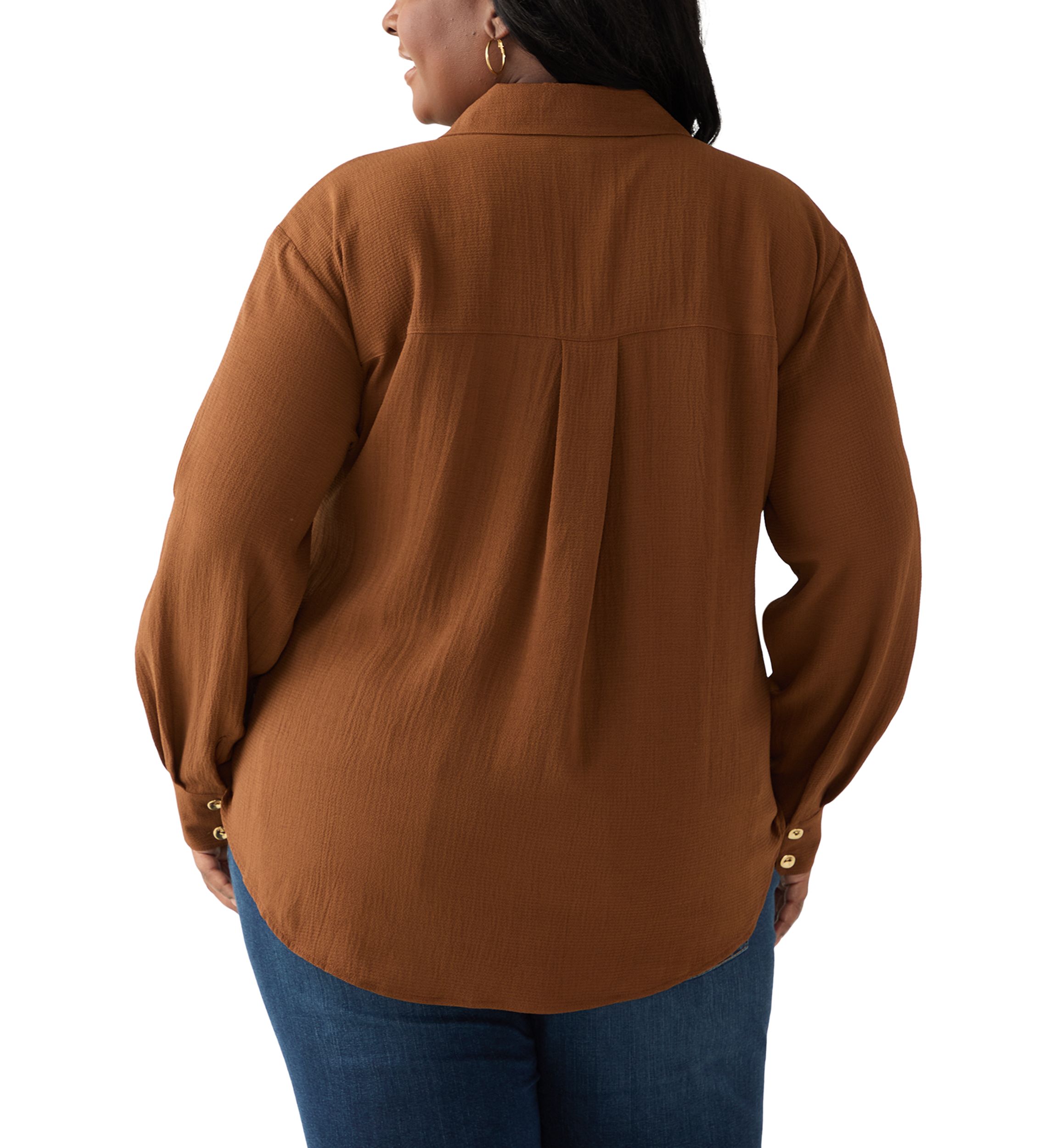 Plus Size Twist Front Woven Blouse