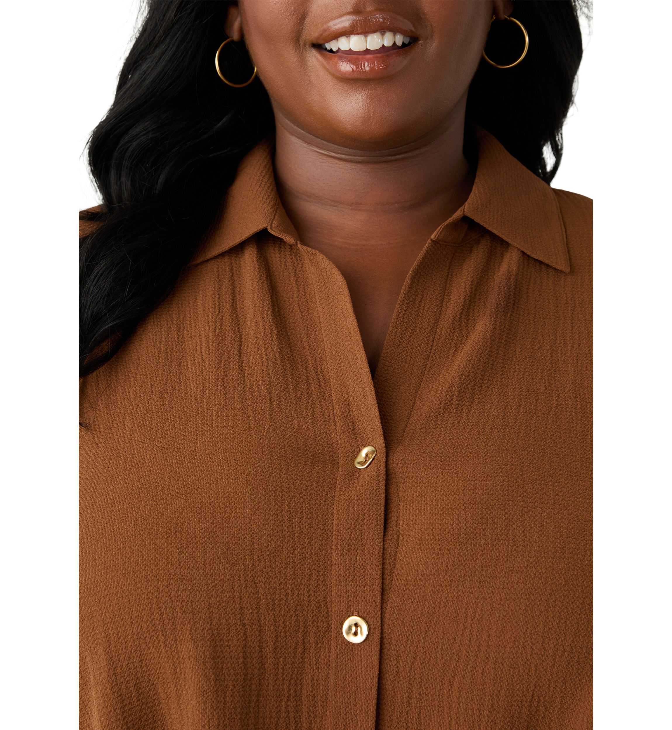 Plus Size Twist Front Woven Blouse