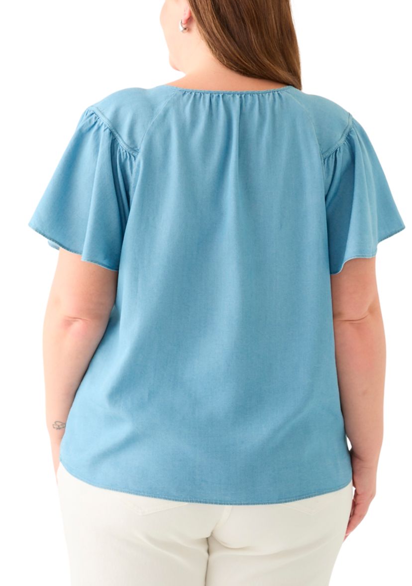 Plus Size Flutter Sleeve Peasant Top 