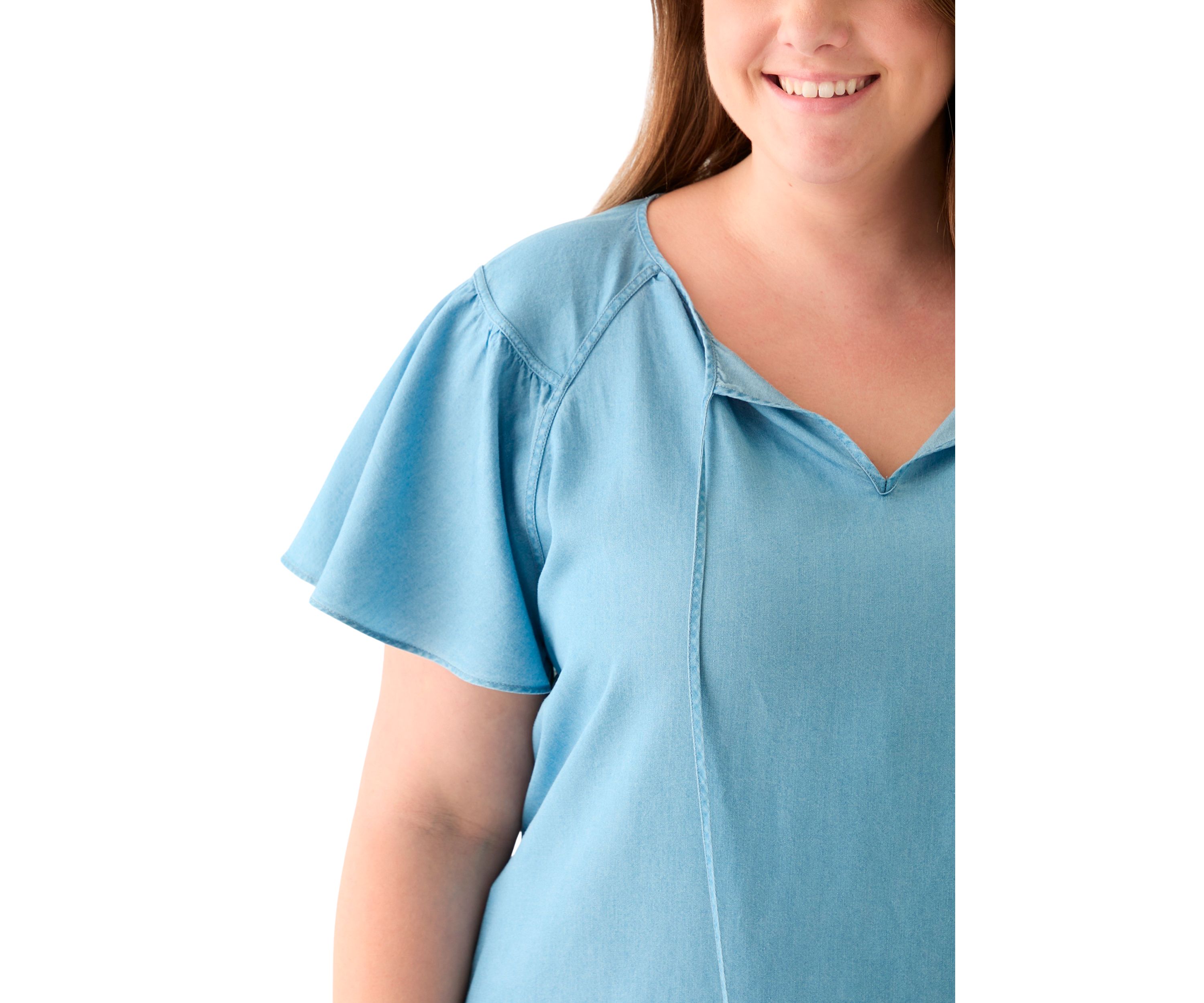 Plus Size Flutter Sleeve Peasant Top 