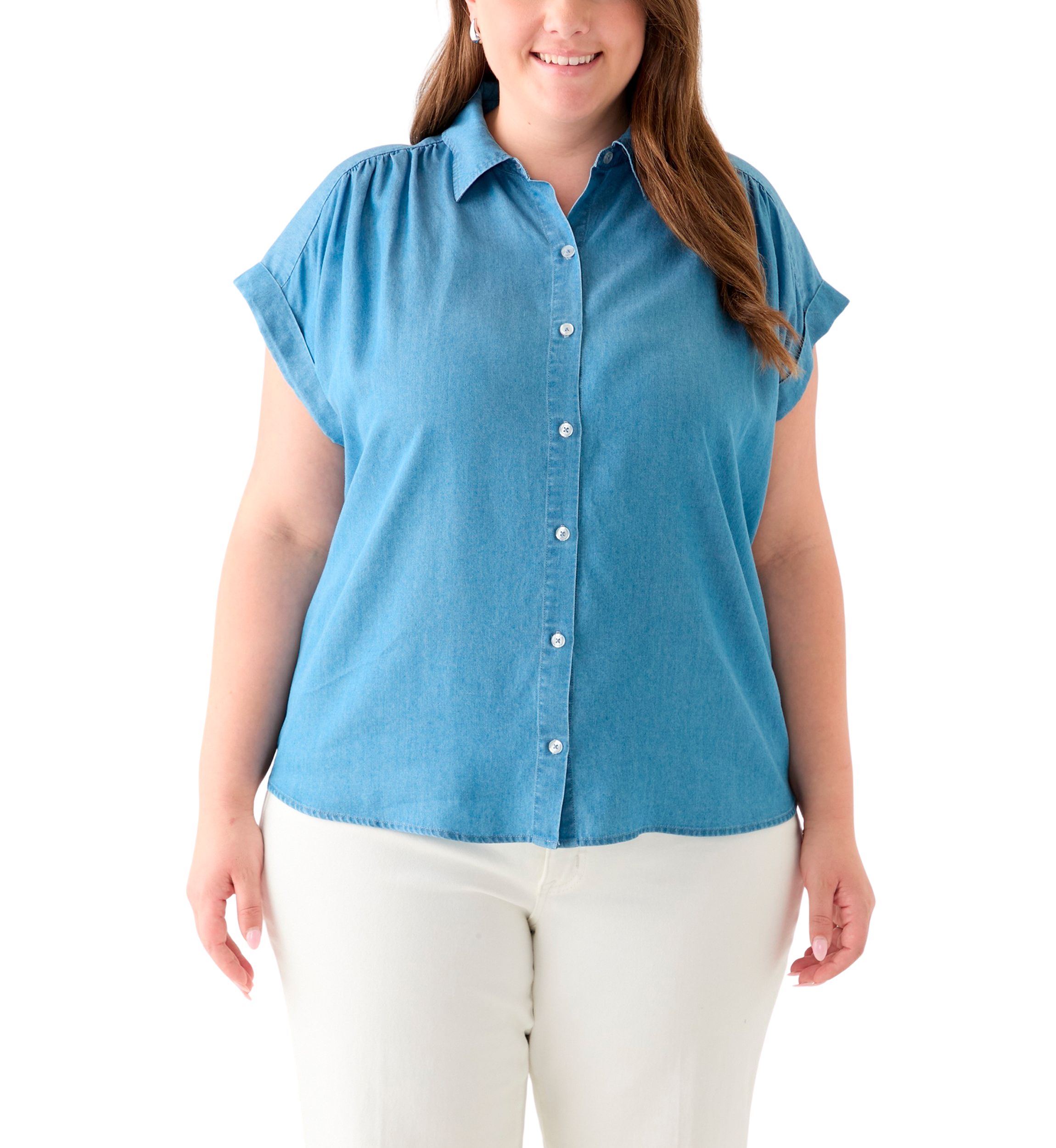 Plus Size Short Sleeve Camp Shirt 
