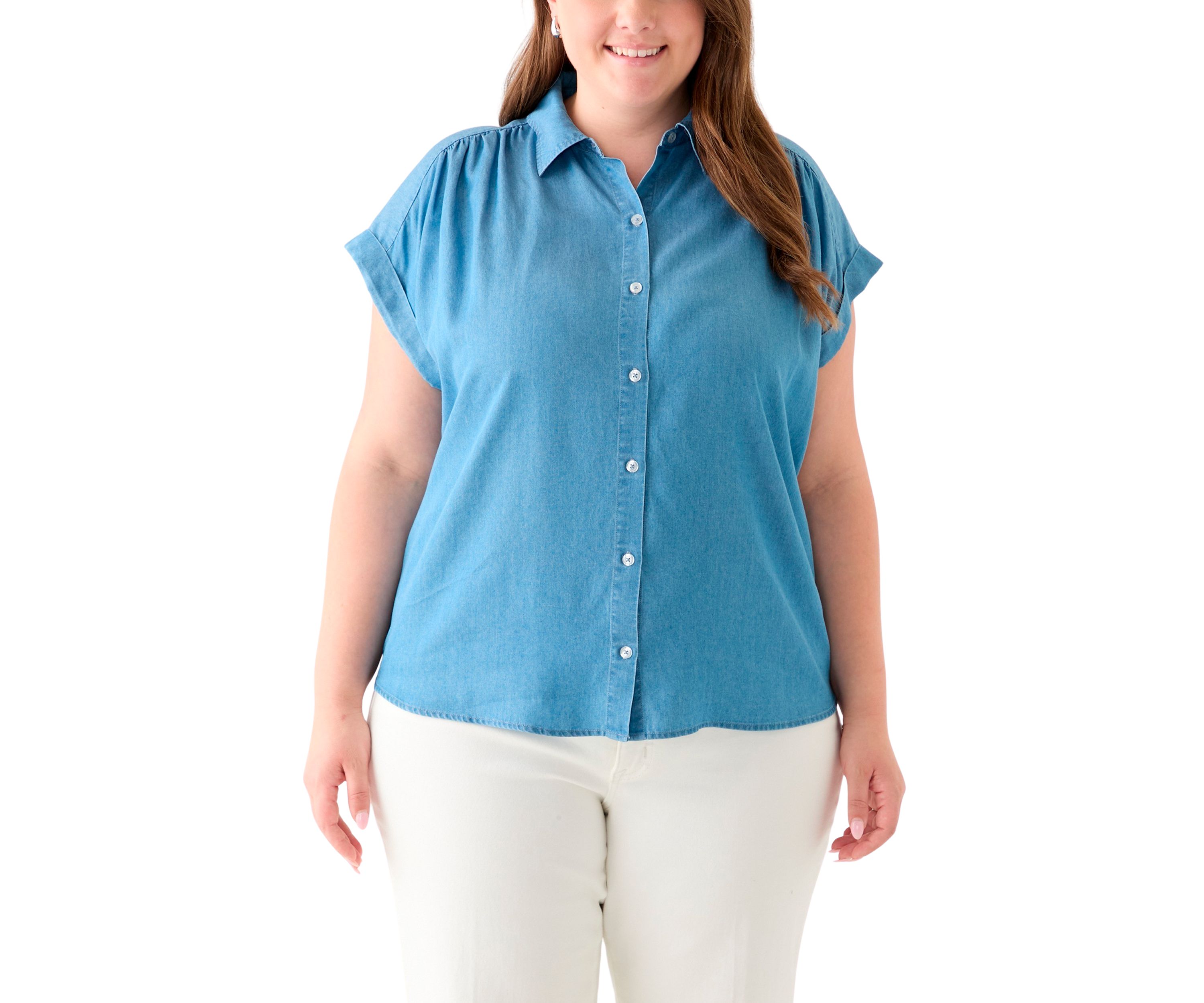 Plus Size Short Sleeve Camp Shirt 