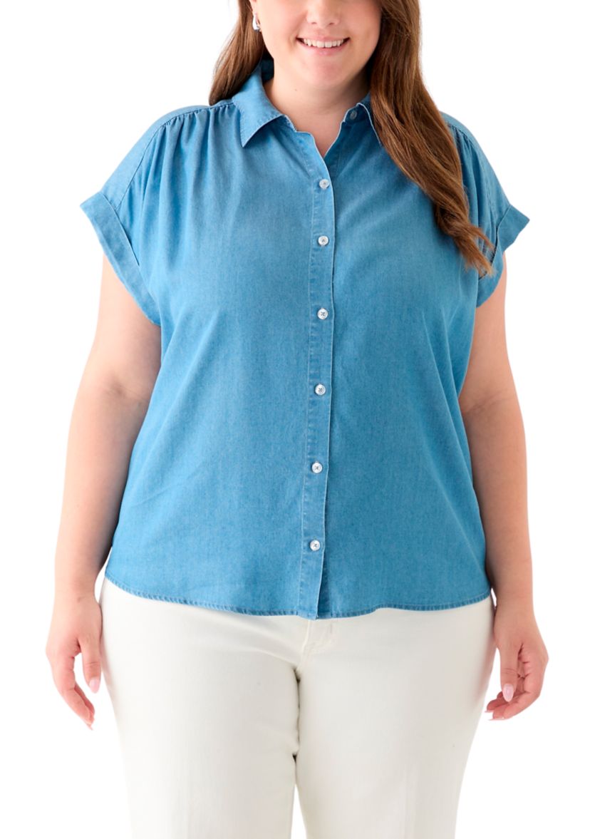 Plus Size Short Sleeve Camp Shirt 