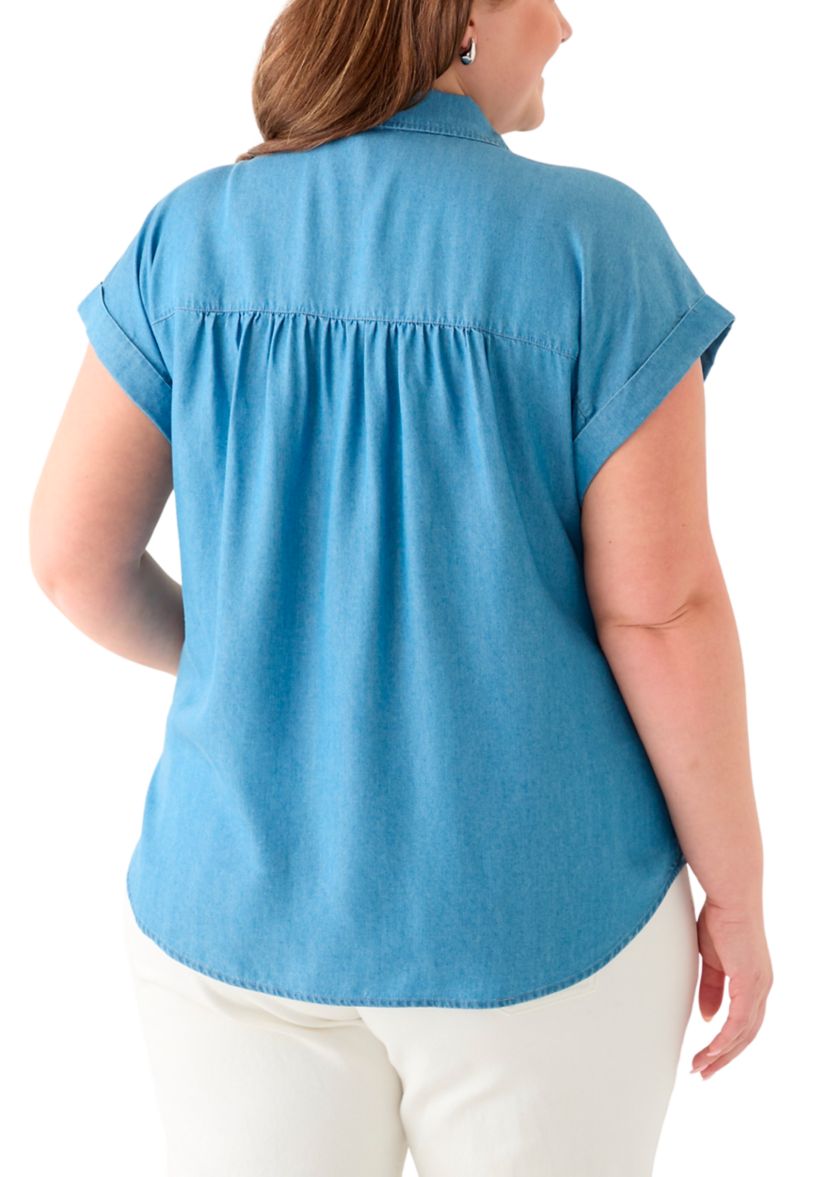 Plus Size Short Sleeve Camp Shirt 