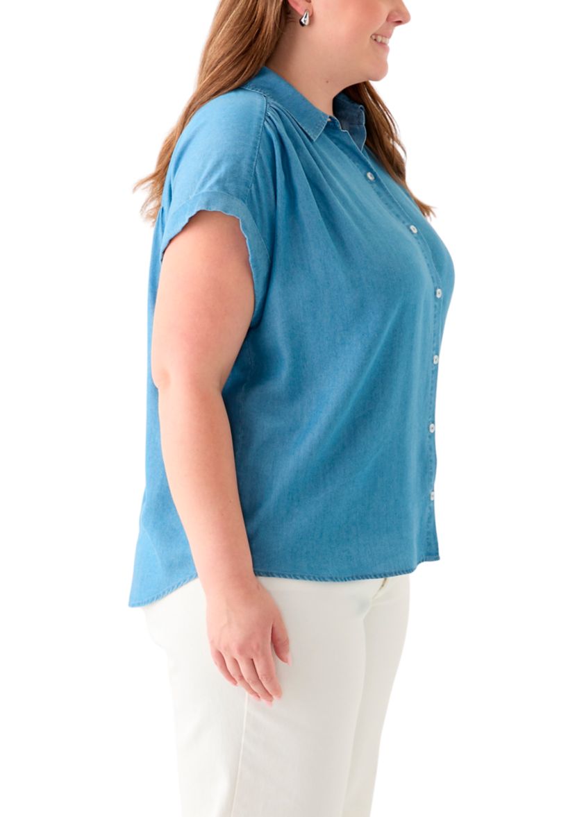 Plus Size Short Sleeve Camp Shirt 