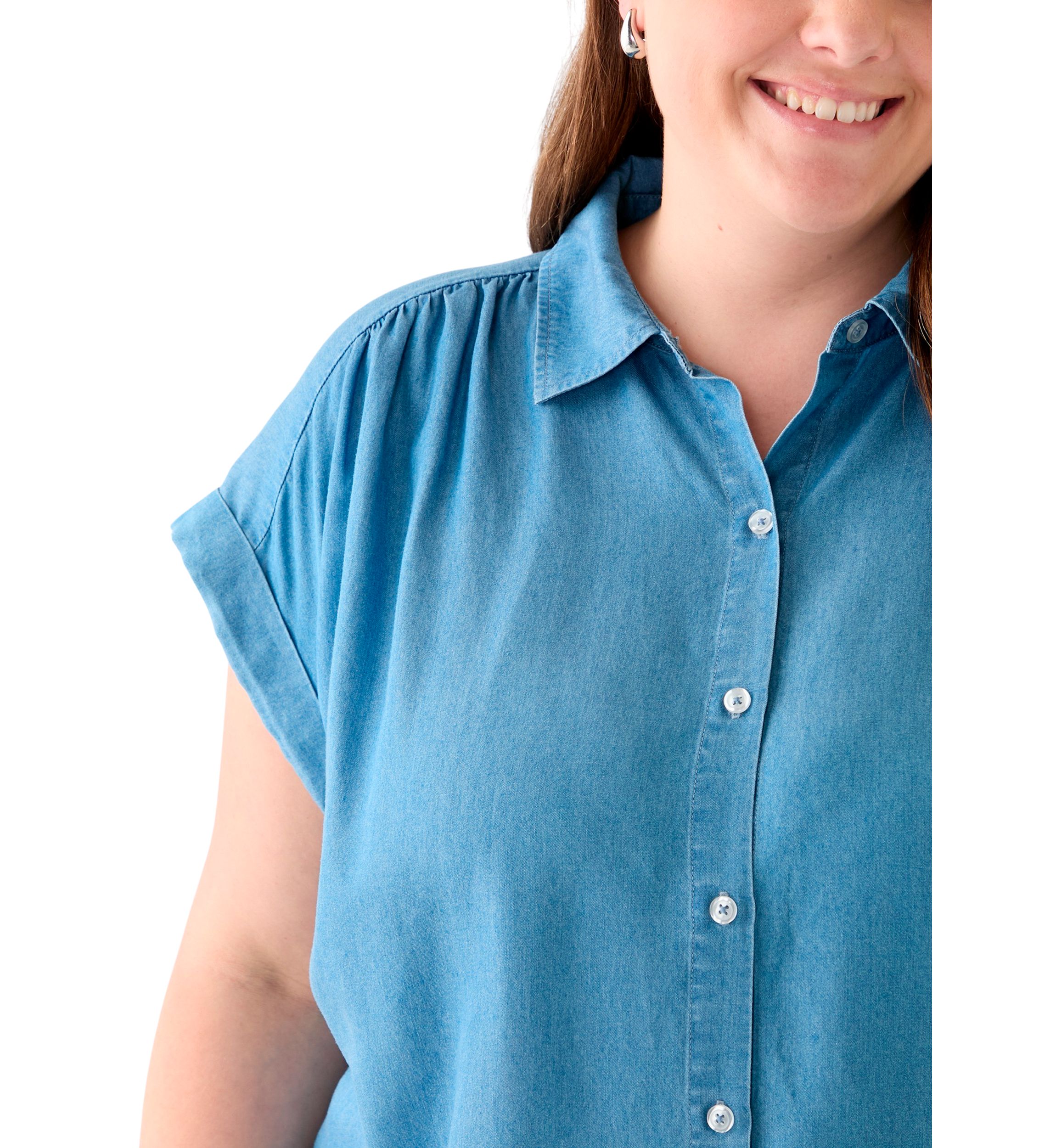 Plus Size Short Sleeve Camp Shirt 