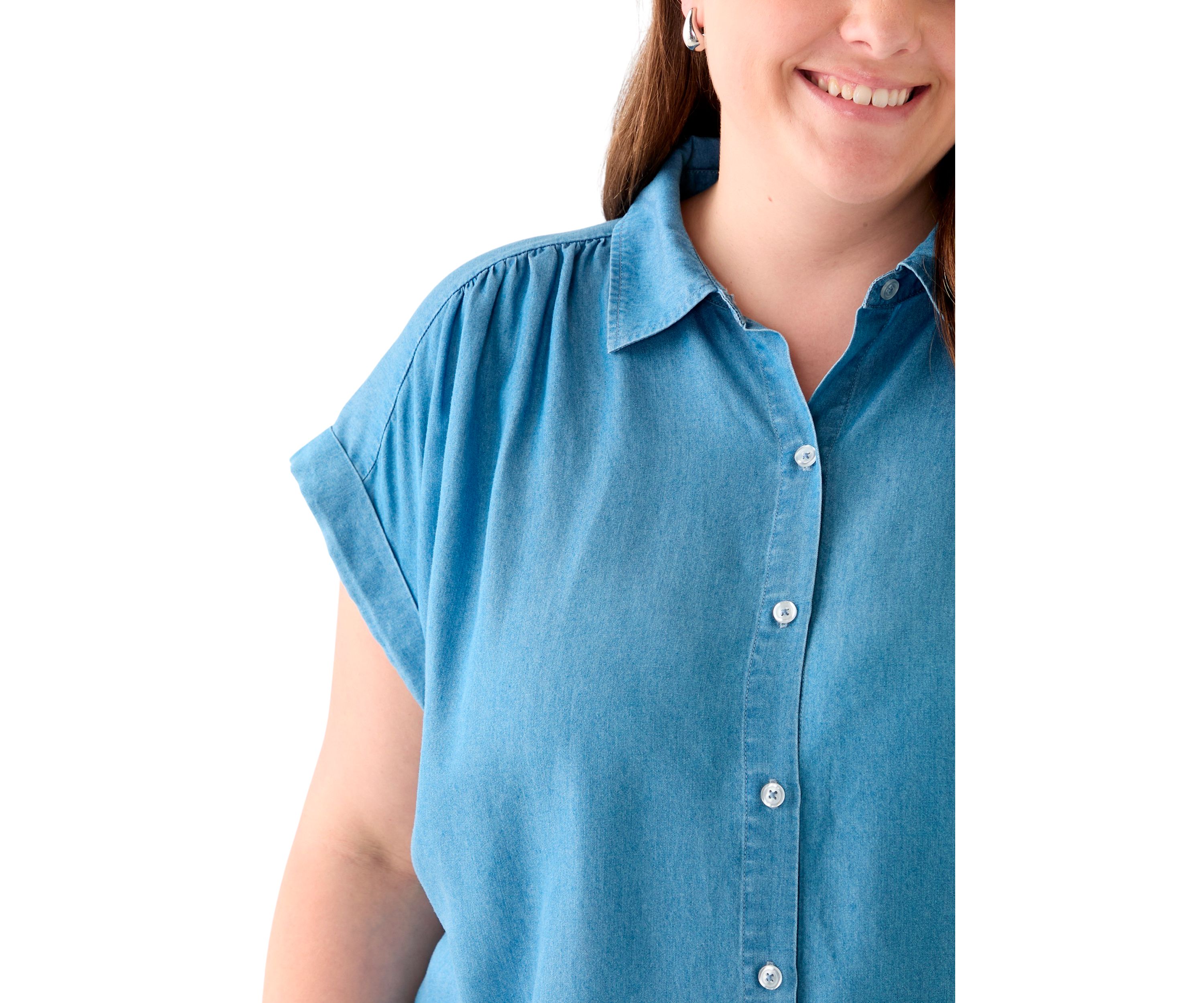 Plus Size Short Sleeve Camp Shirt 