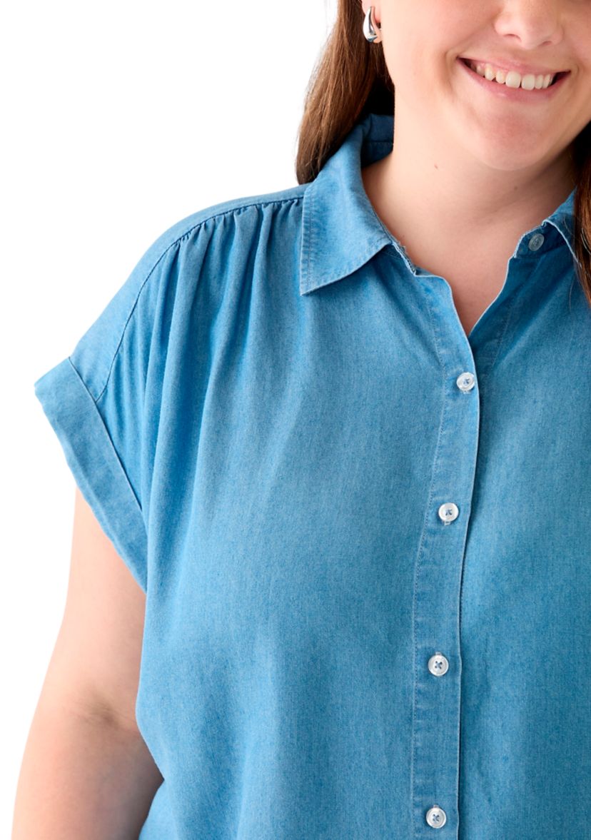 Plus Size Short Sleeve Camp Shirt 