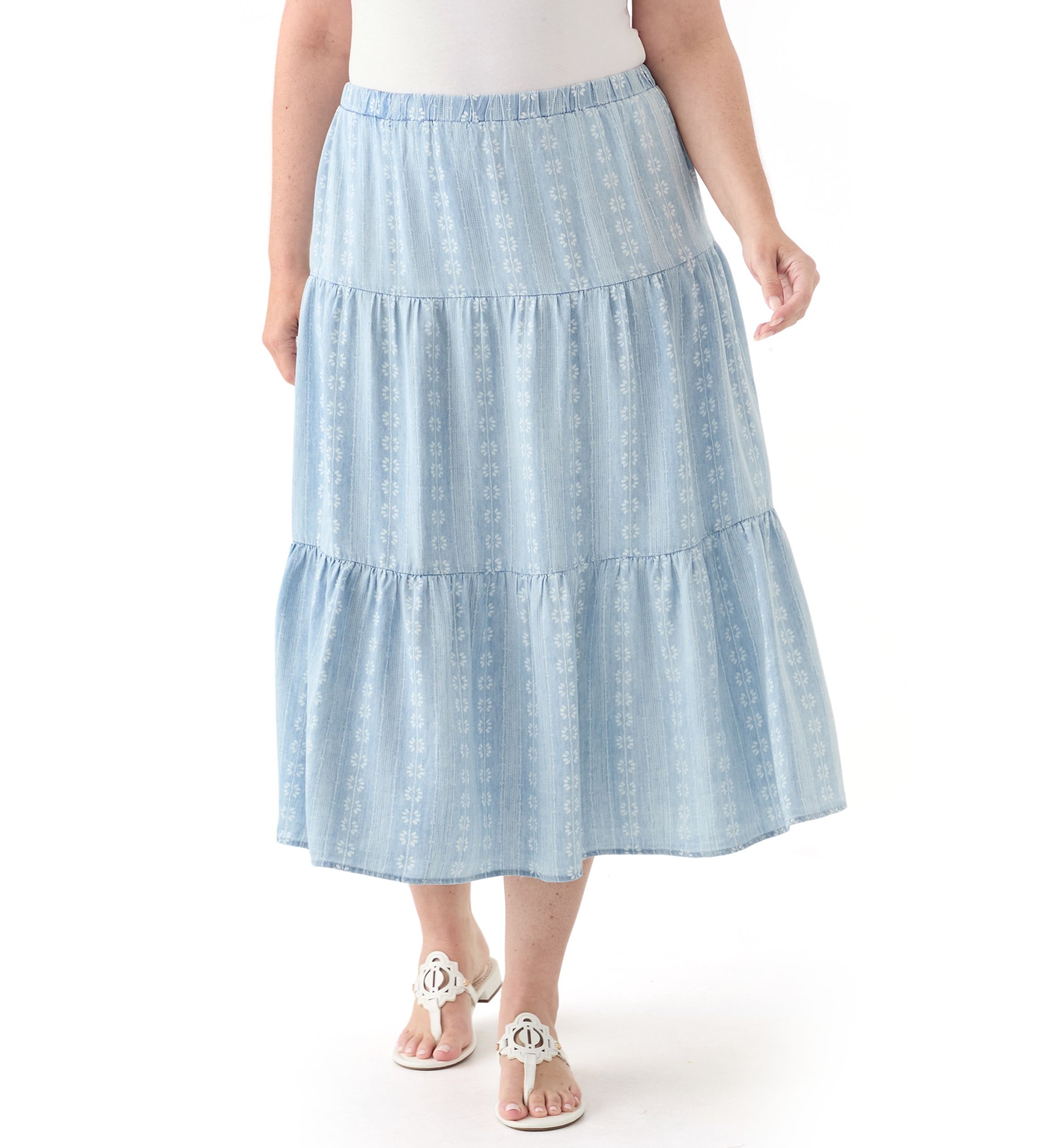 Plus Size Pull On Tiered Skirt