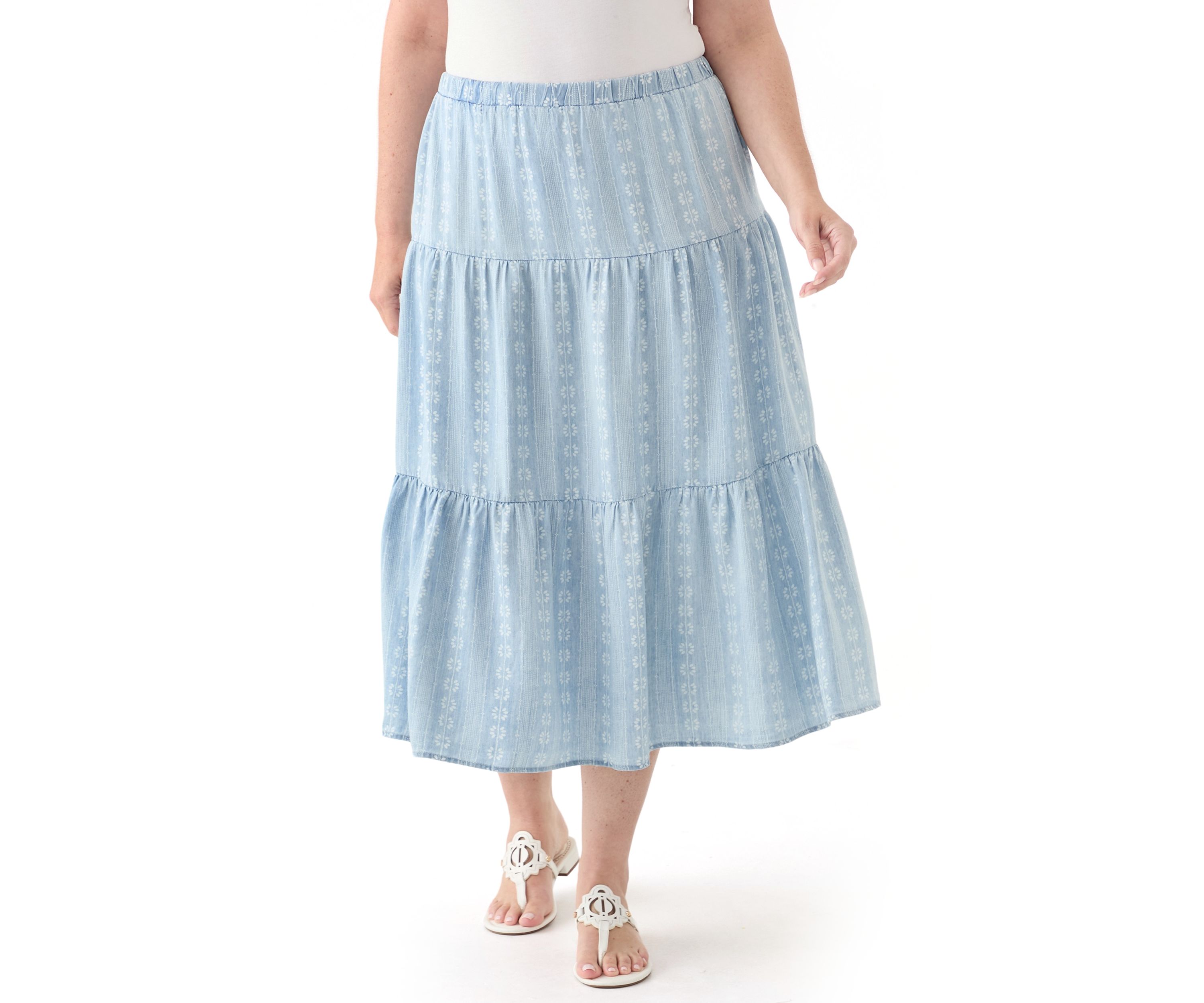 Plus Size Pull On Tiered Skirt