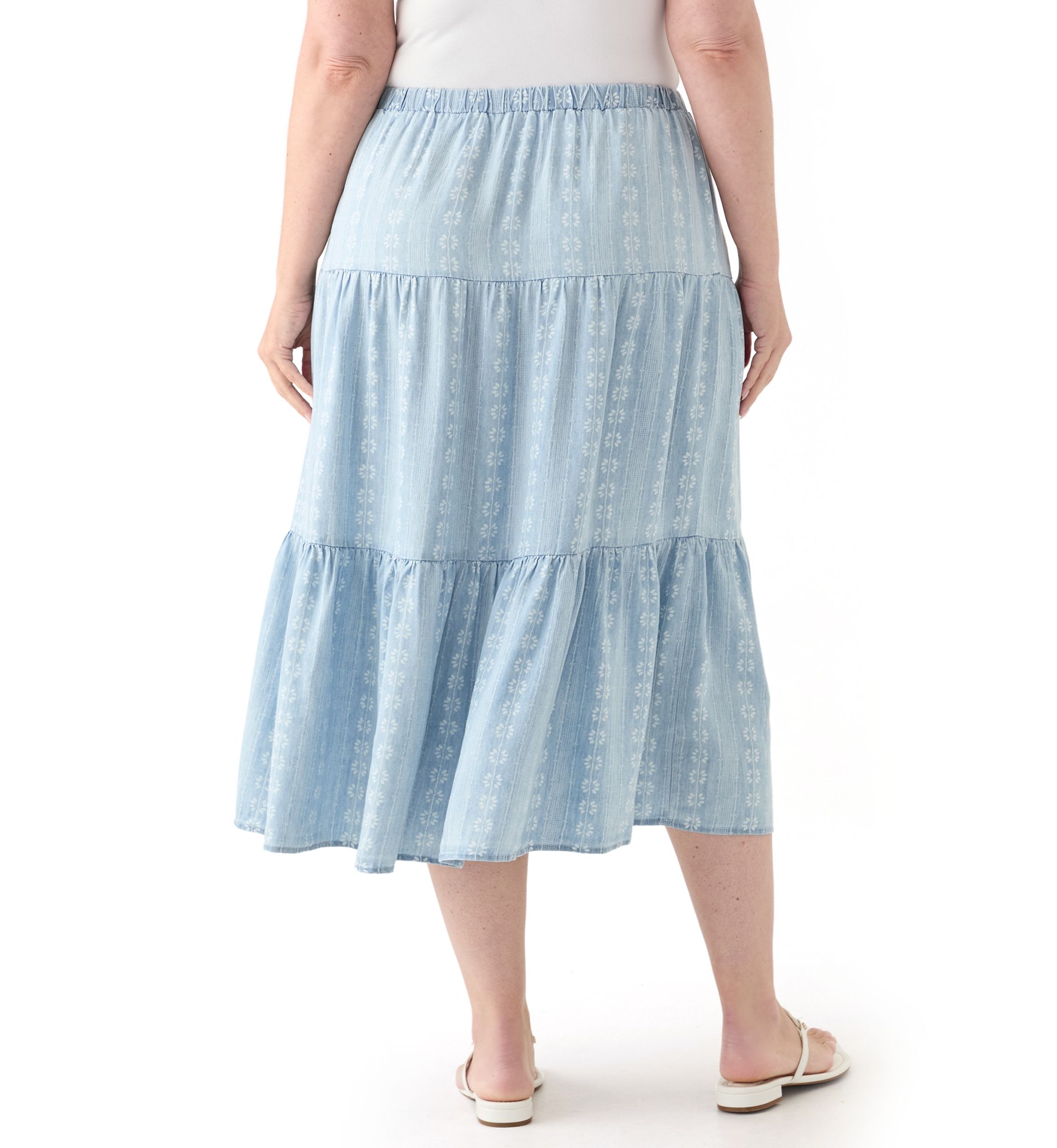 Plus Size Pull On Tiered Skirt