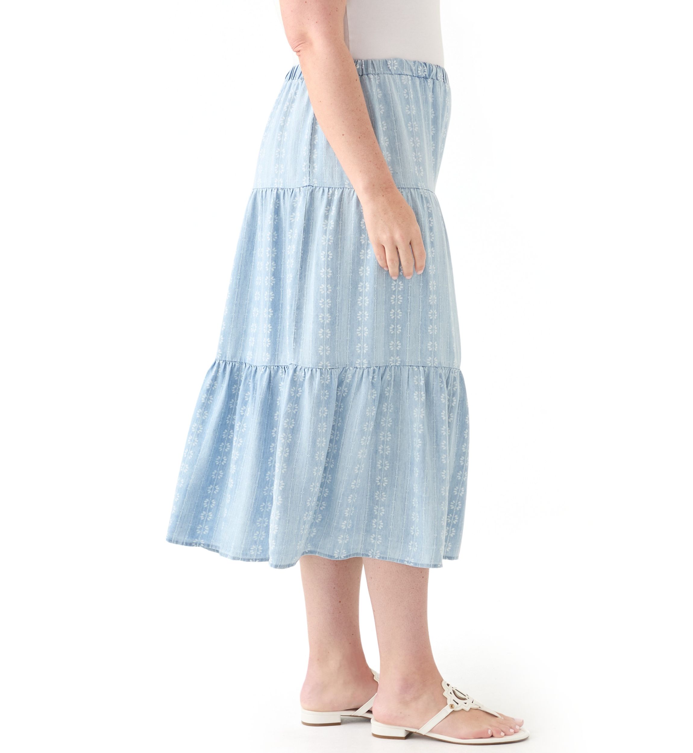 Plus Size Pull On Tiered Skirt