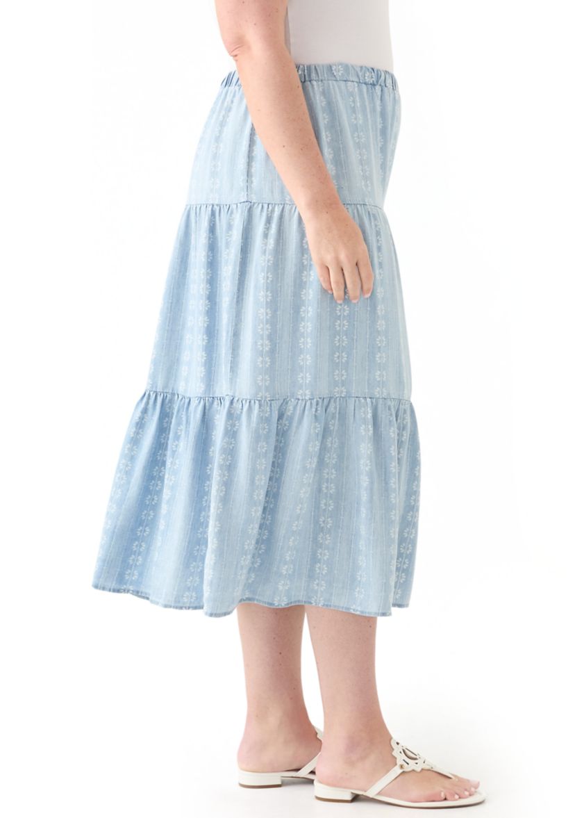 Plus Size Pull On Tiered Skirt