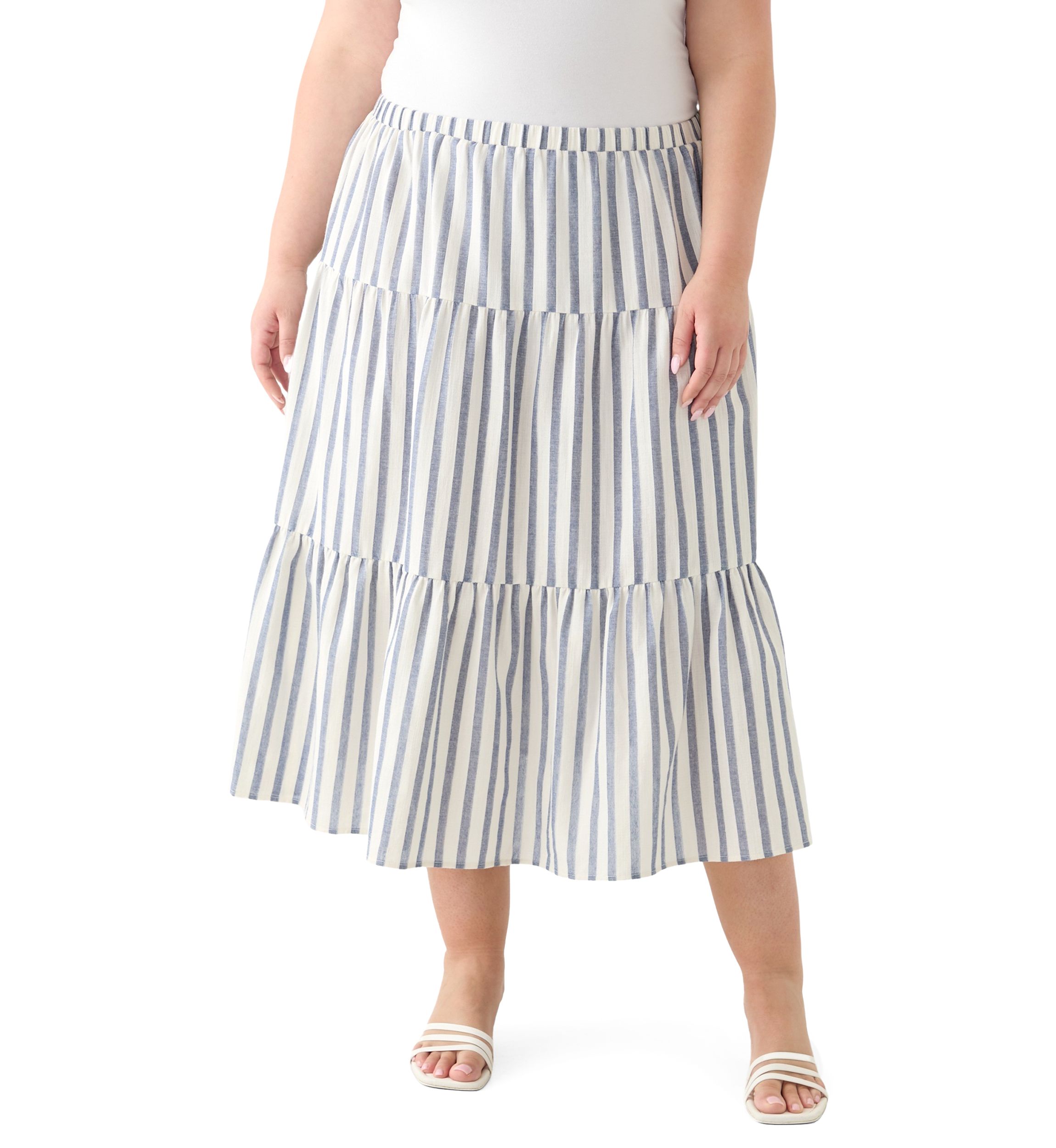 Plus Size Pull On Tiered Skirt