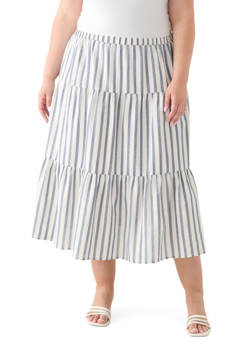 Plus Size Pull On Tiered Skirt