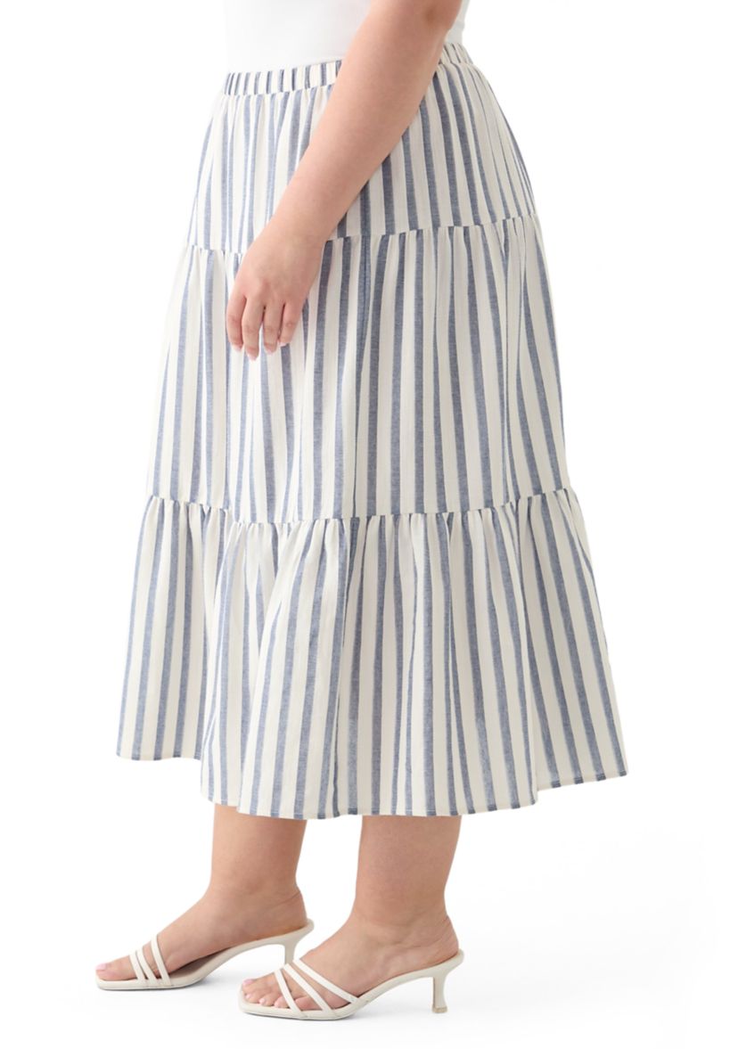 Plus Size Pull On Tiered Skirt
