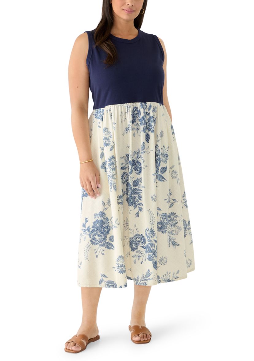 Fever Plus Size Sleeveless Knit Woven Midi Dress | Belk
