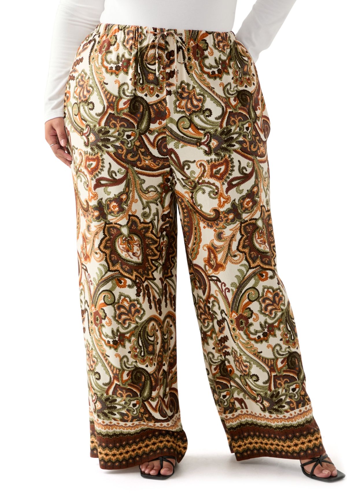   Womens Plus Pull On Printed Pants