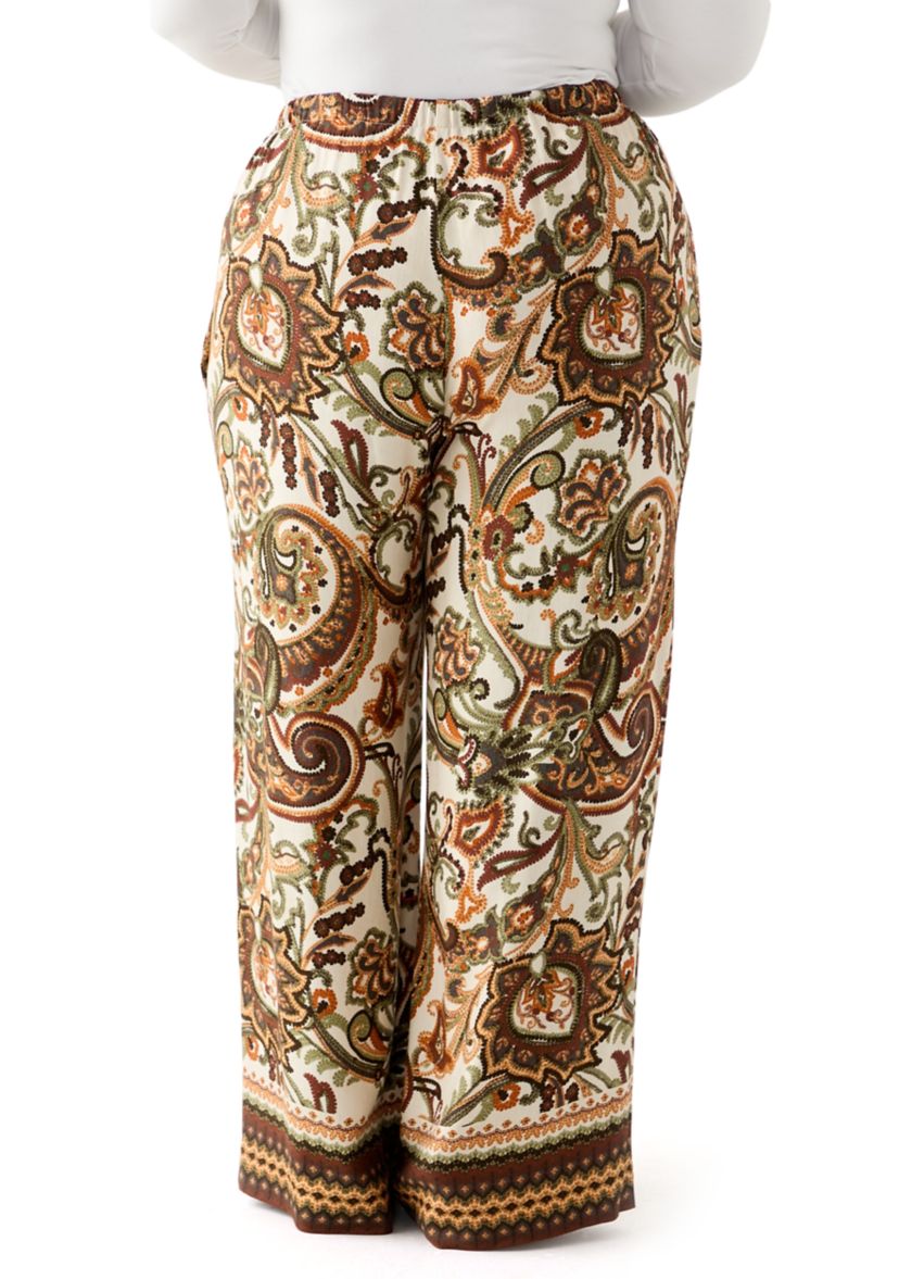   Womens Plus Pull On Printed Pants