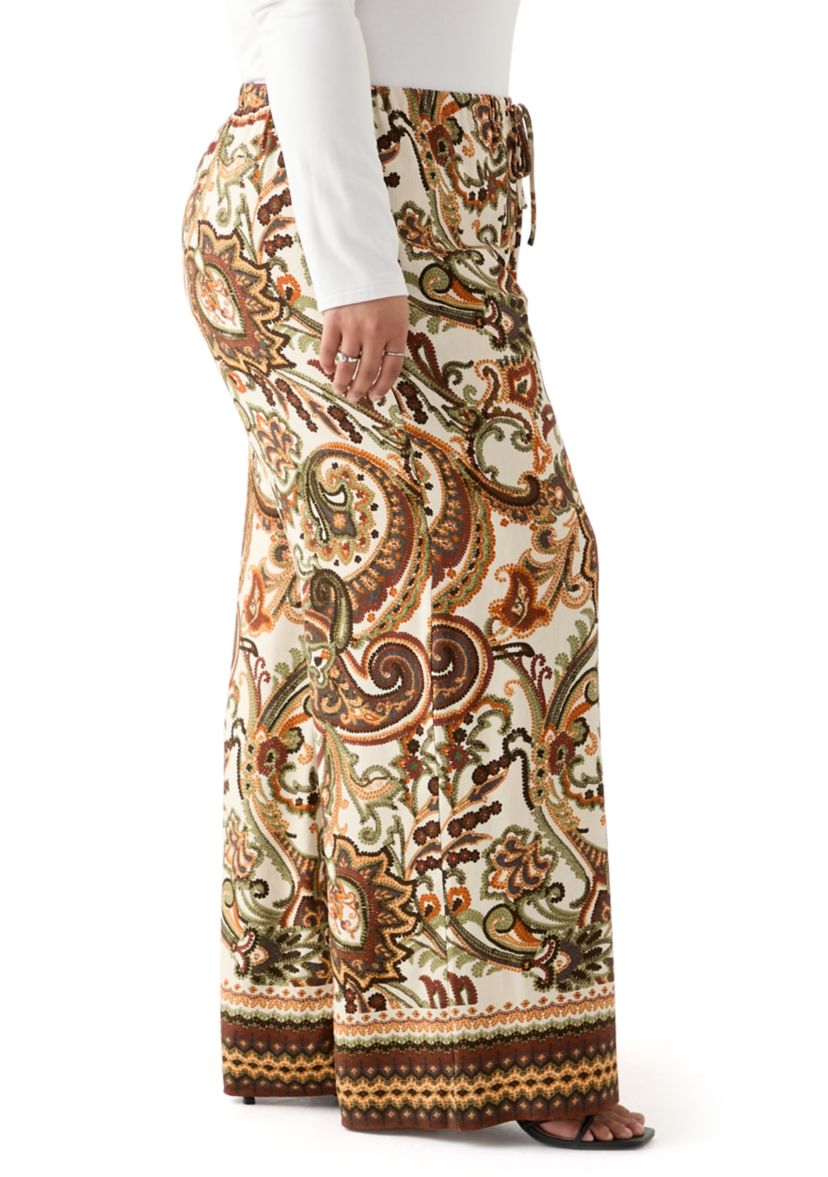   Womens Plus Pull On Printed Pants