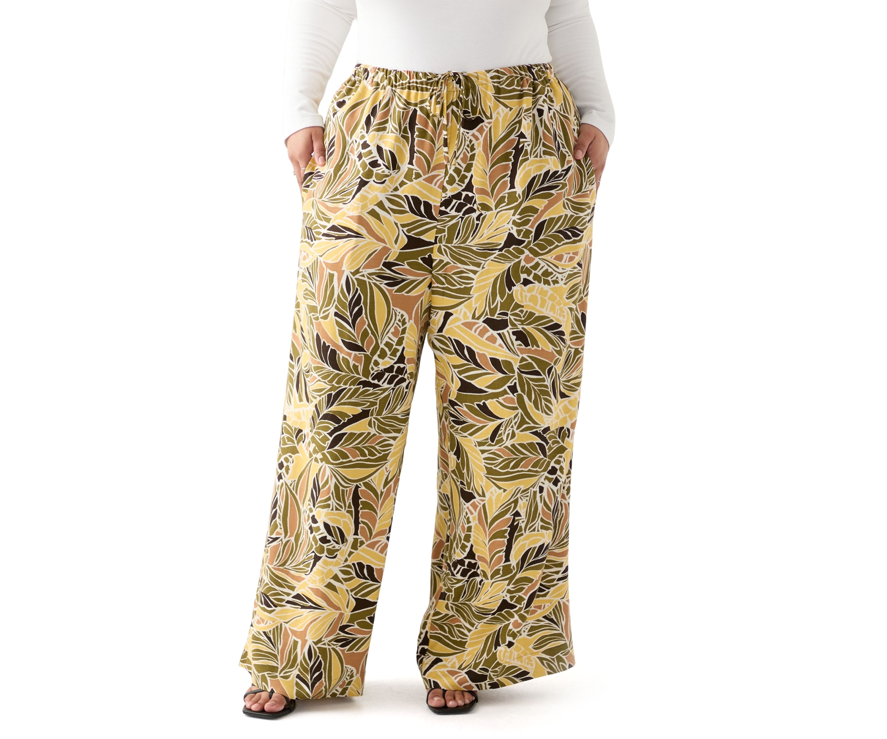 Womens Plus Pull On Printed Pants