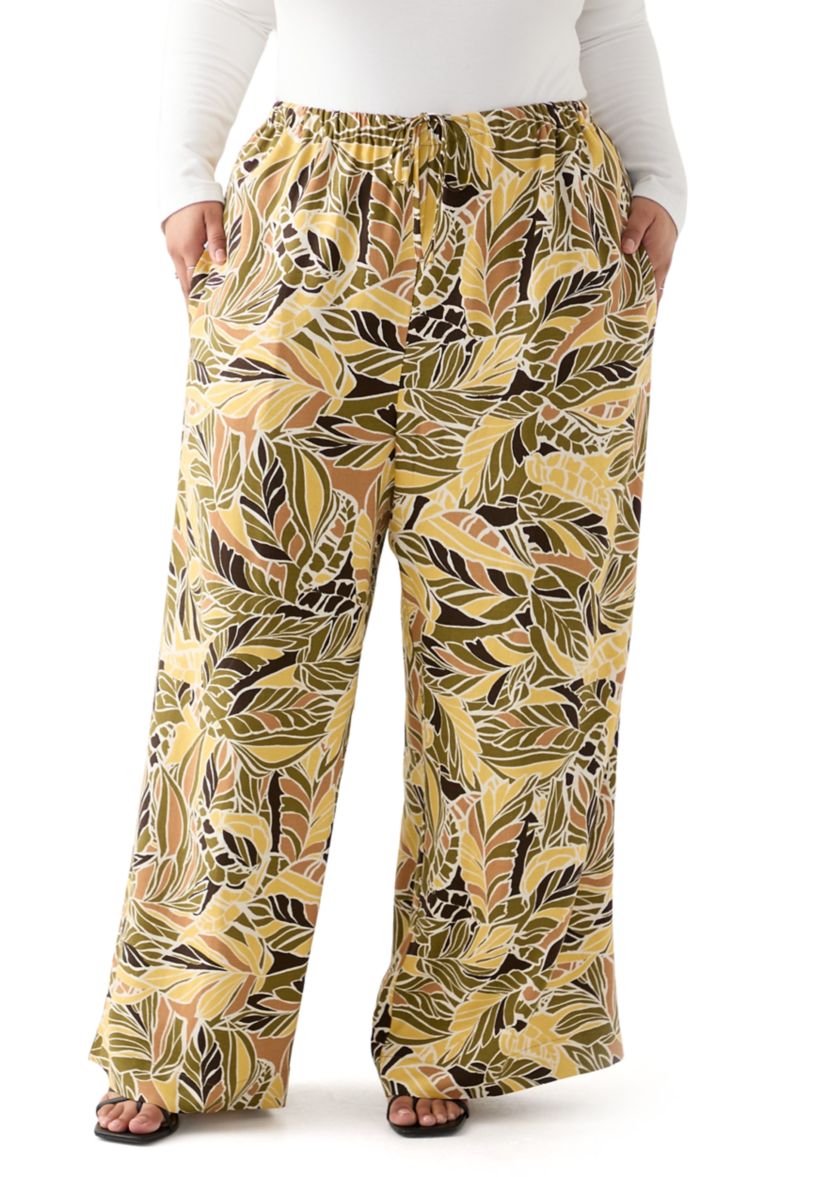 Womens Plus Pull On Printed Pants