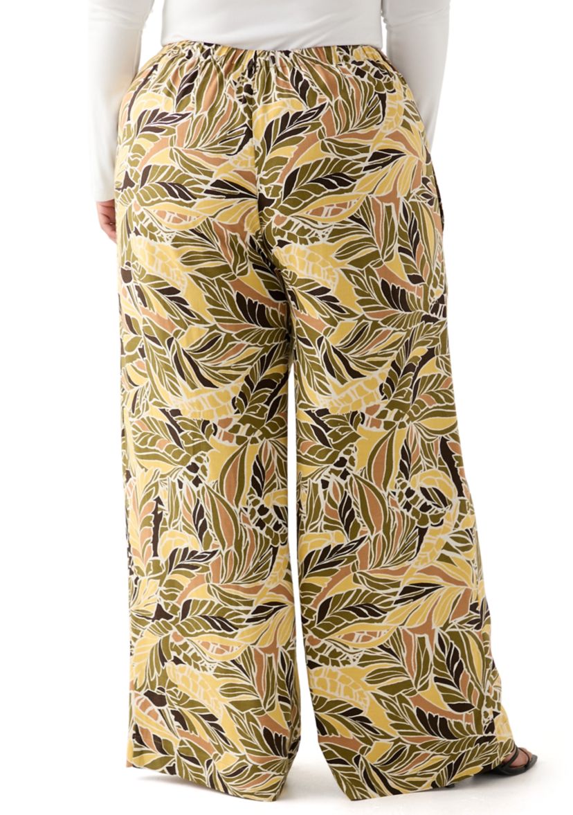 Womens Plus Pull On Printed Pants