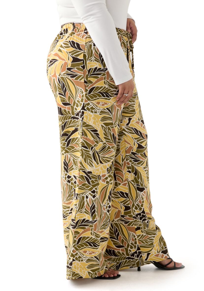 Womens Plus Pull On Printed Pants