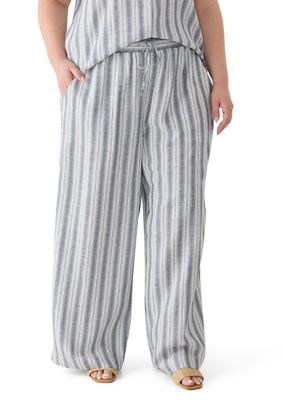 Fever Women's Plus Size Striped Drawstring Pants