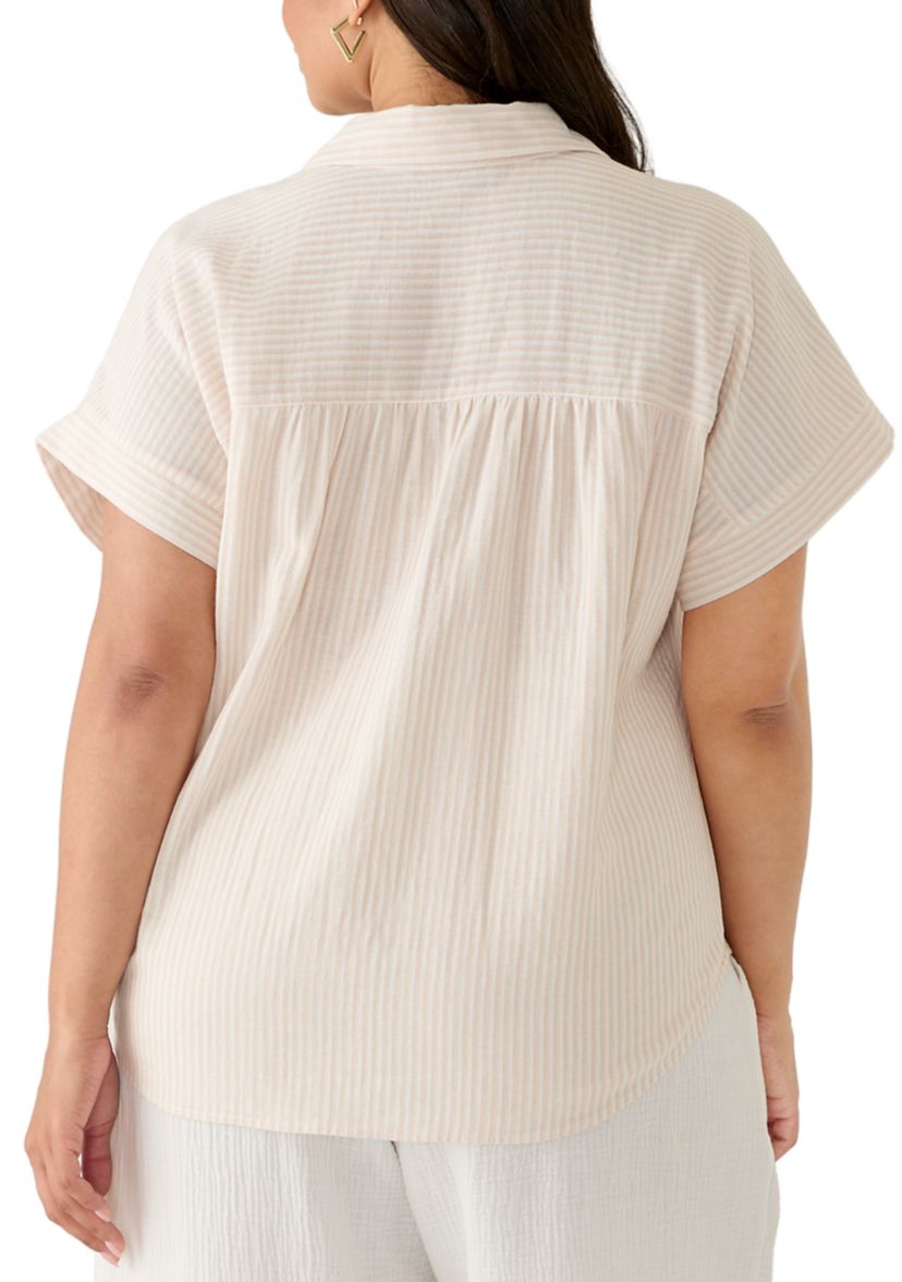 Fever Plus Size Popover Woven Shirt | Belk