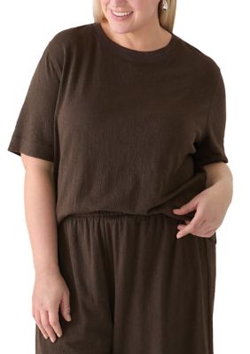 トップス 24ss Fever Plus Size Short Sleeve Textured Knit Top | Belk