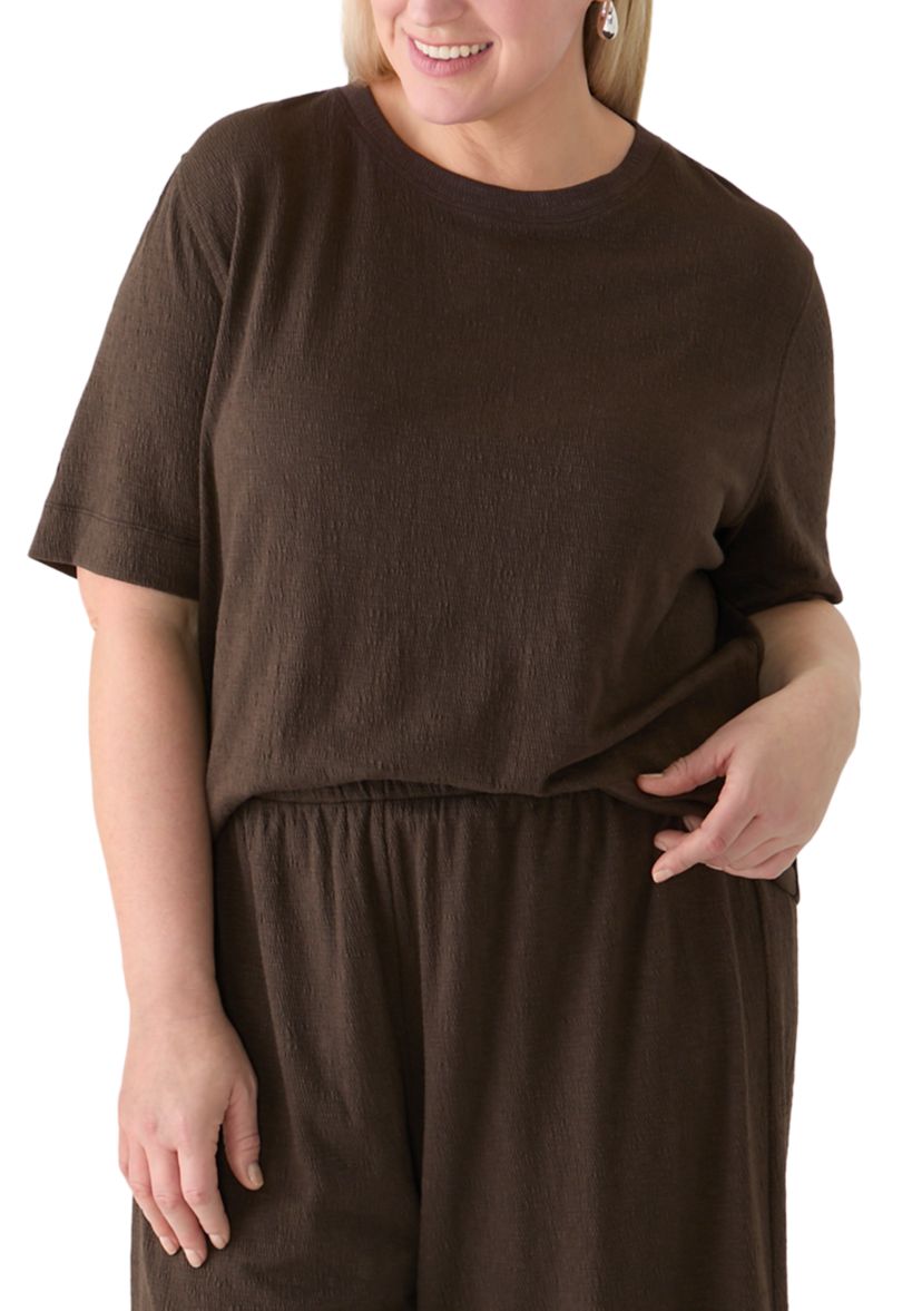 Fever Plus Size Short Sleeve Textured Knit Top | Belk