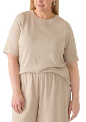 Fever Women's Plus Size Short Sleeve Textured Knit Top
