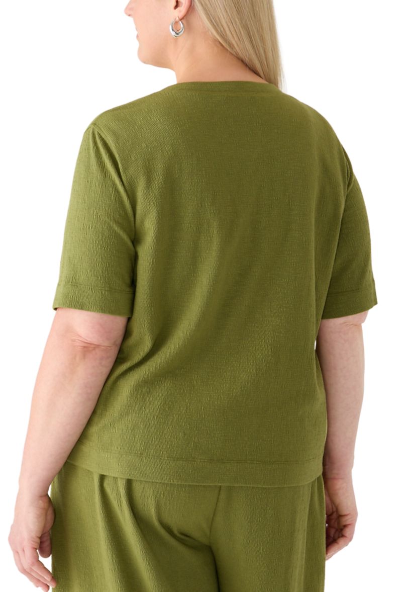Fever Plus Size Short Sleeve Textured Knit Top | Belk