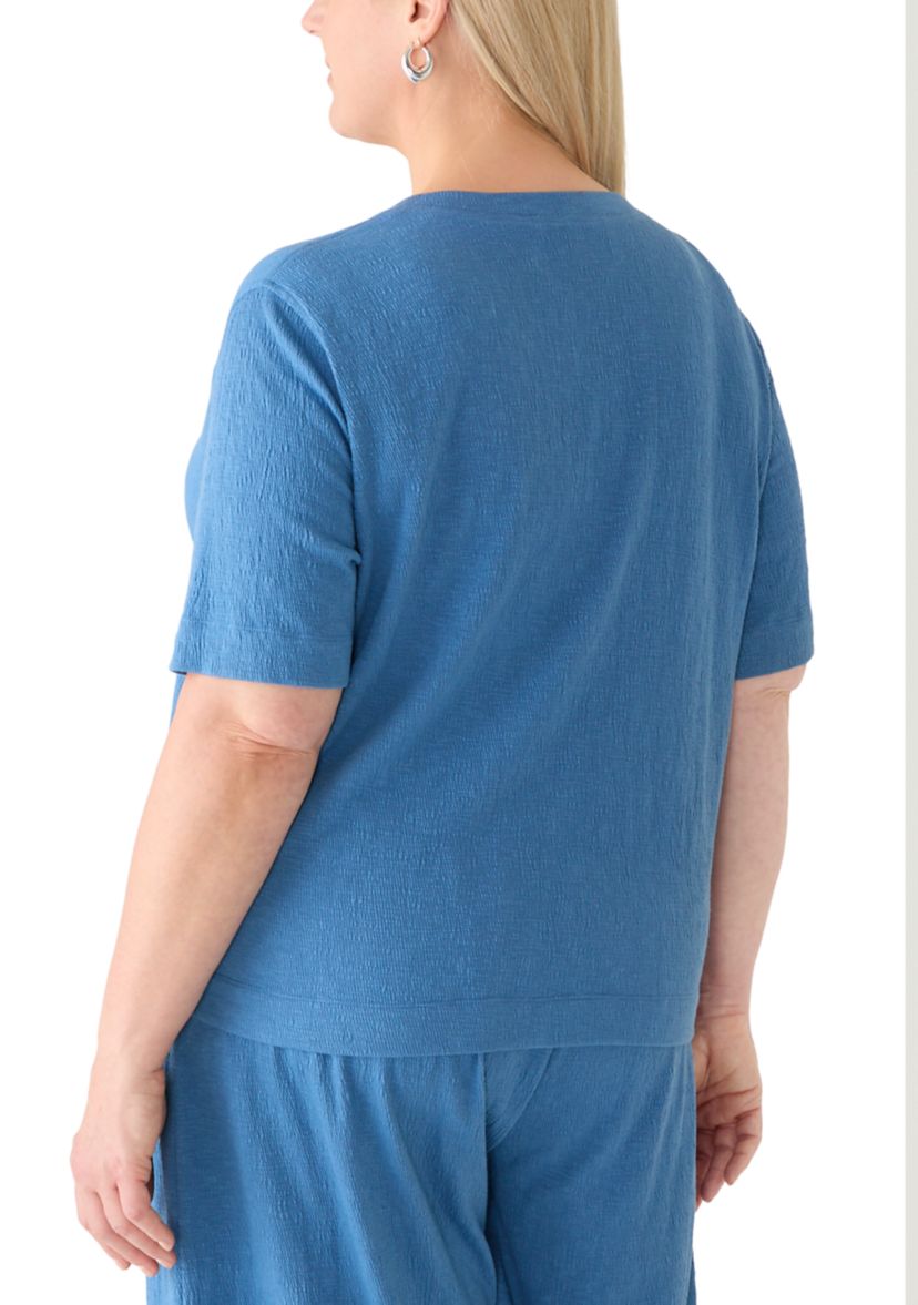 Fever Plus Size Short Sleeve Textured Knit Top | Belk
