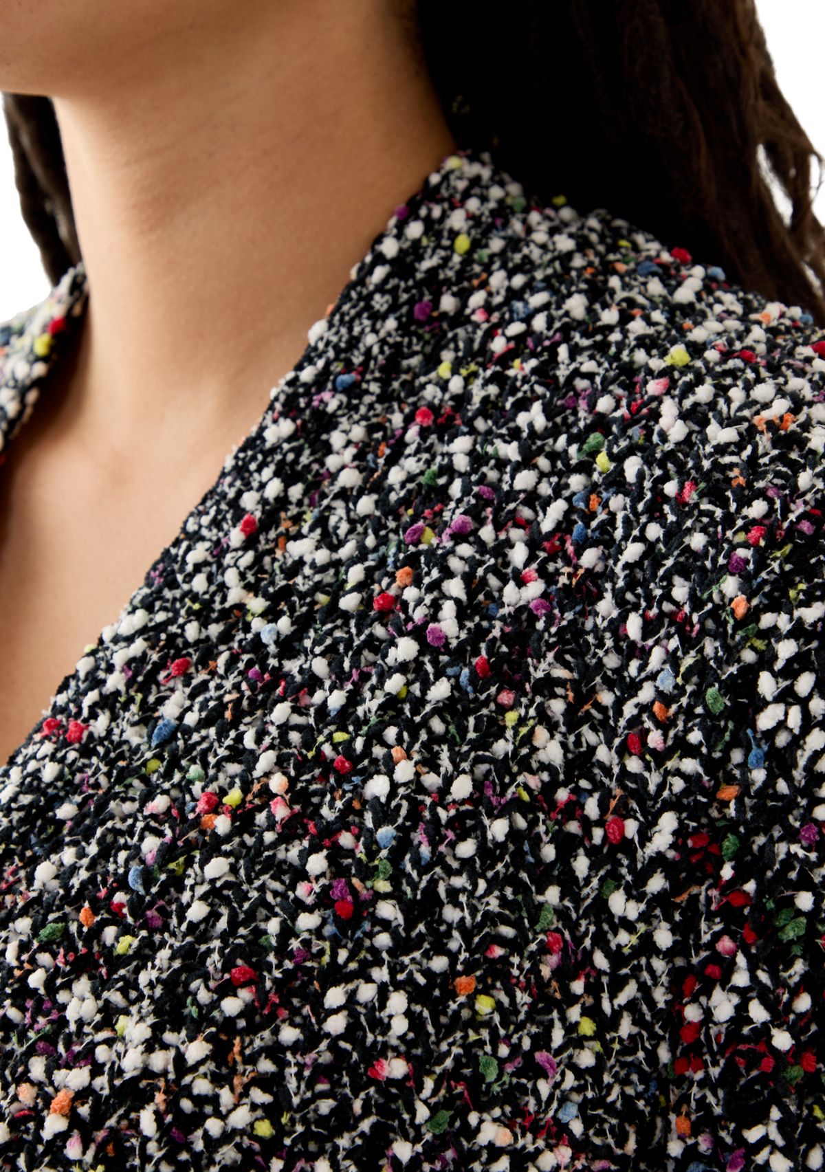 Plus Size Confetti Chenille 2-Pocket Open Front Cardigan