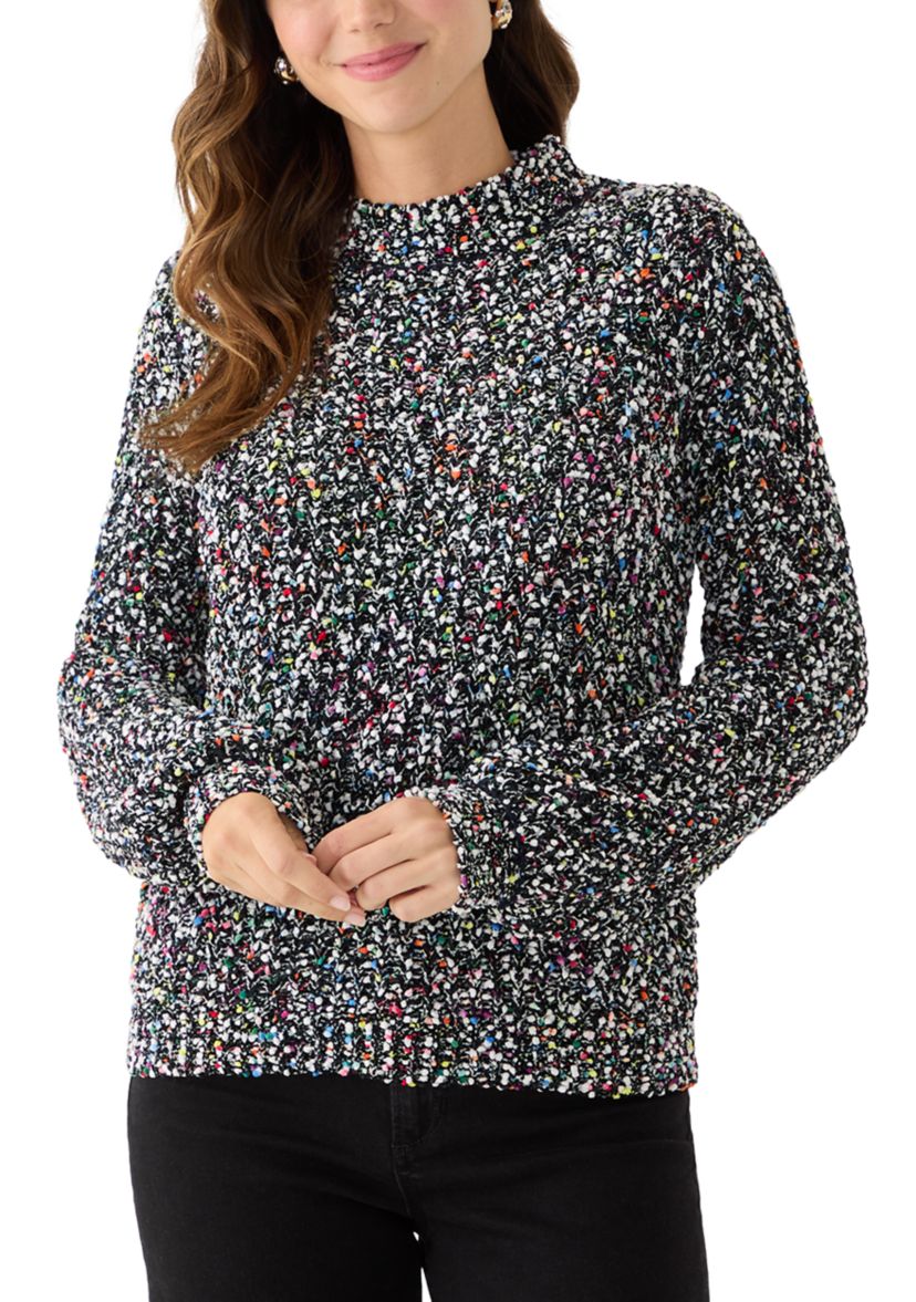 Plus Size Confetti Chenille Crew Neck Sweater