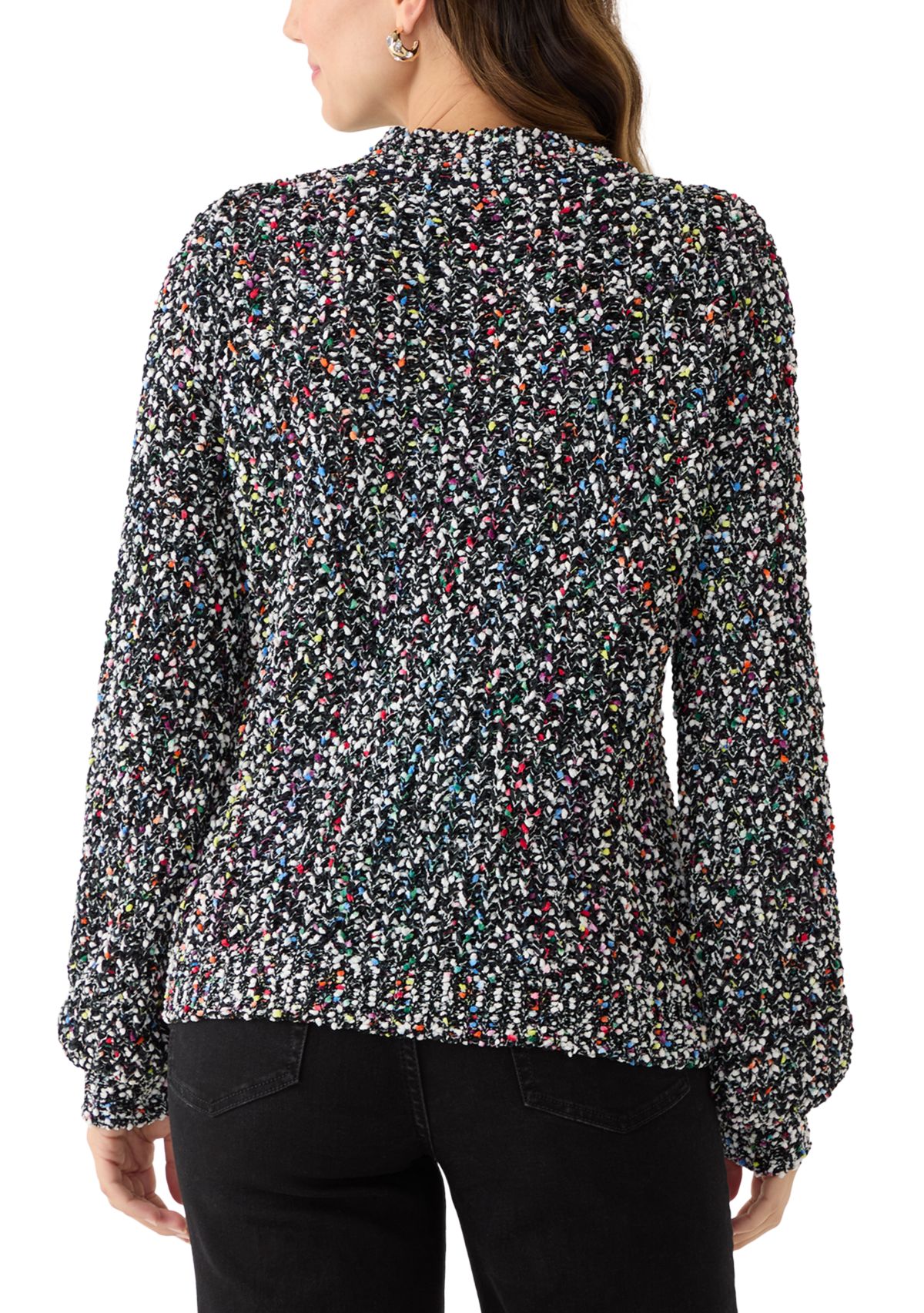 Plus Size Confetti Chenille Crew Neck Sweater