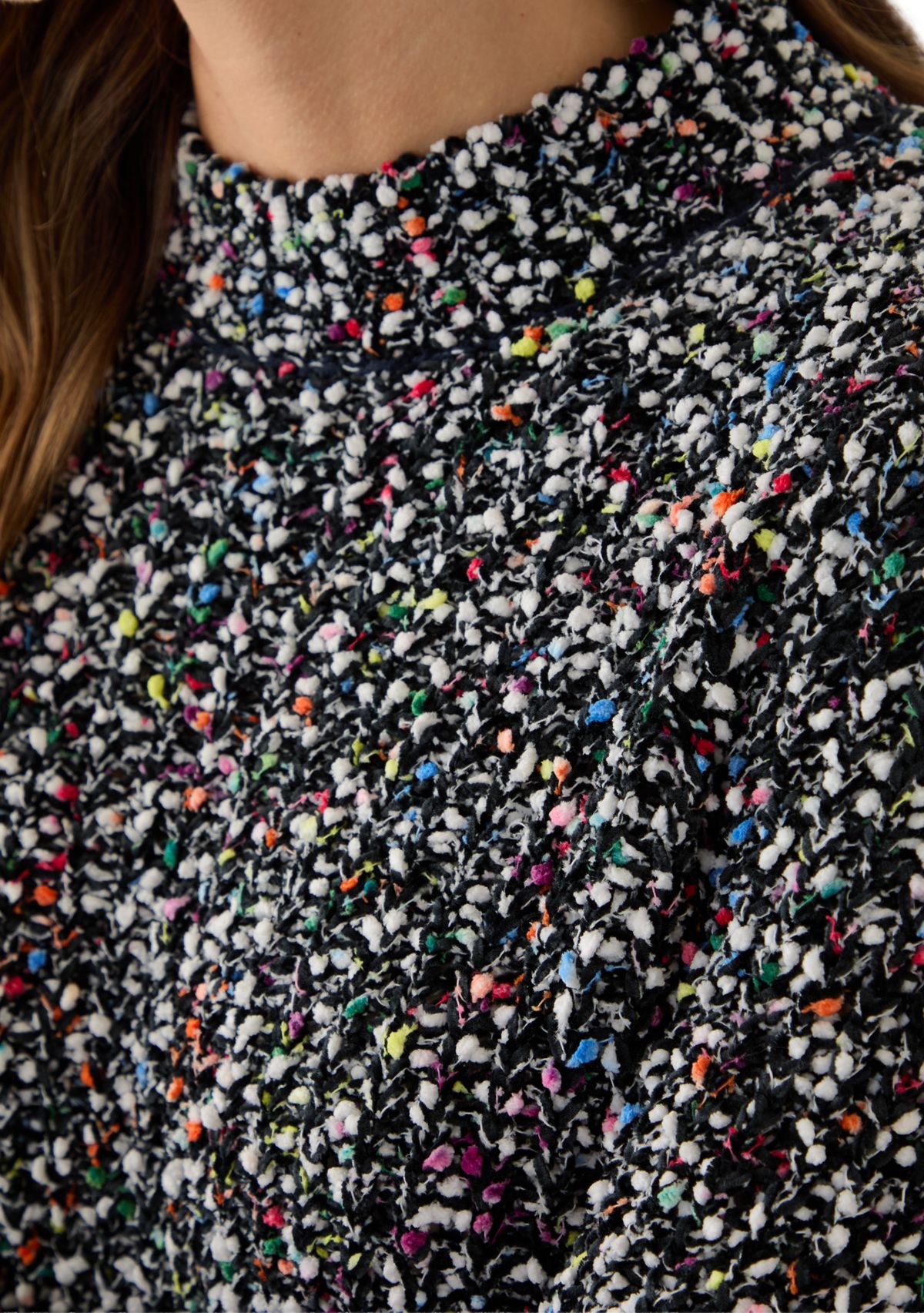 Plus Size Confetti Chenille Crew Neck Sweater